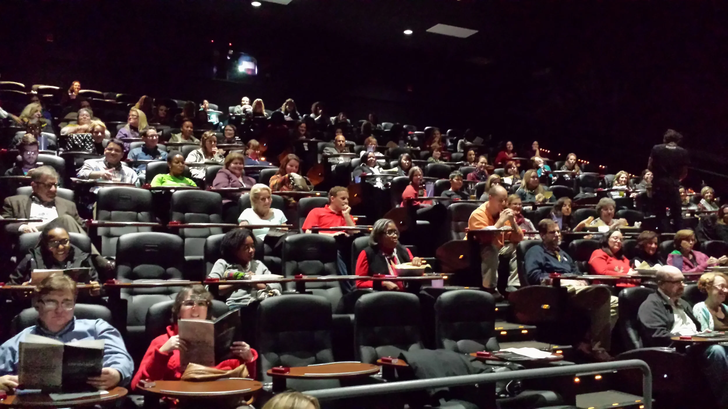 Attendees gather for the movie at the Epicenter.