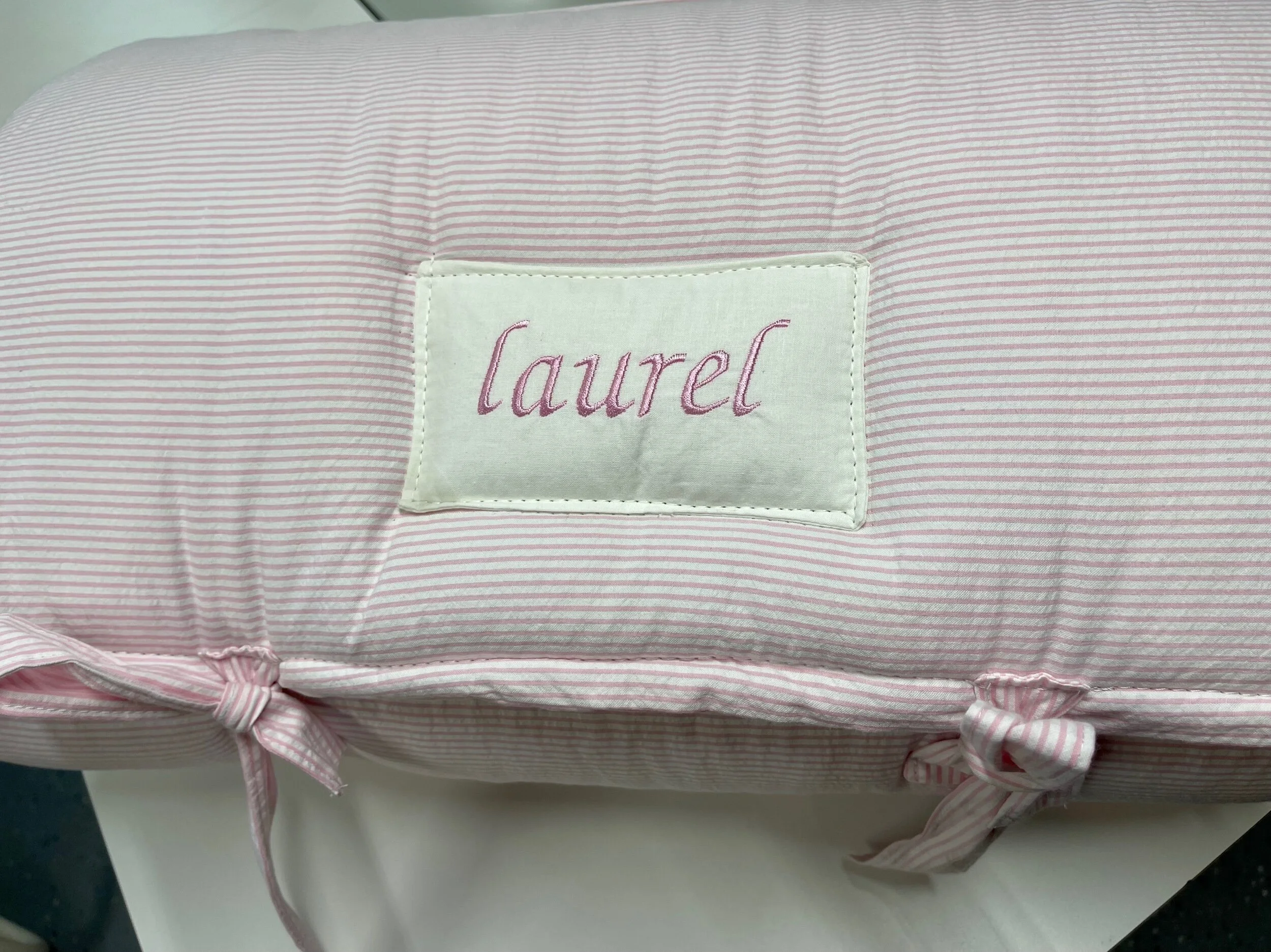 Nap Mat. So sweet and so soft! Entire mat in white and pink seersucker. Girly, Preppy,