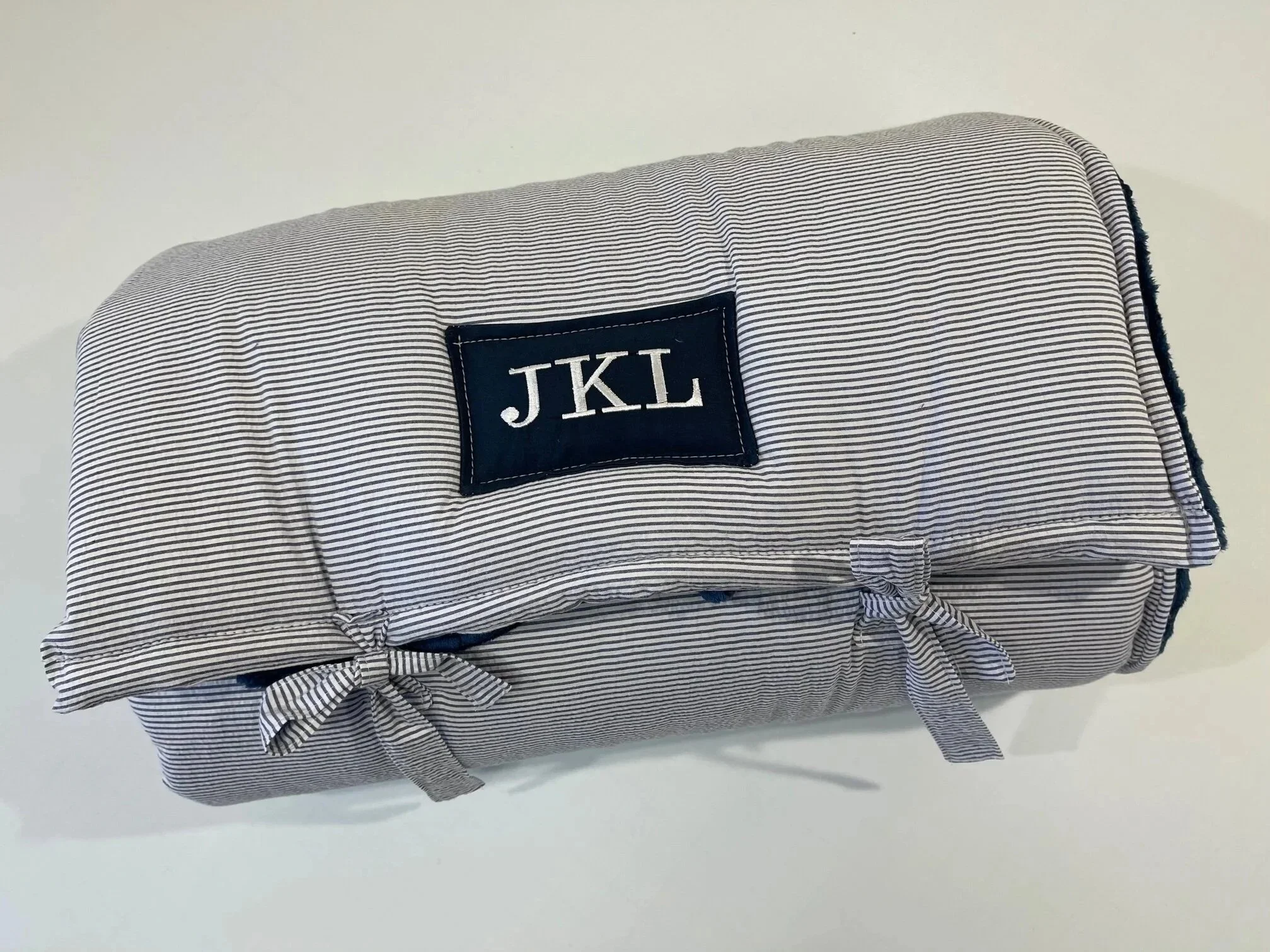 Navy and White Seersucker Nap Mat