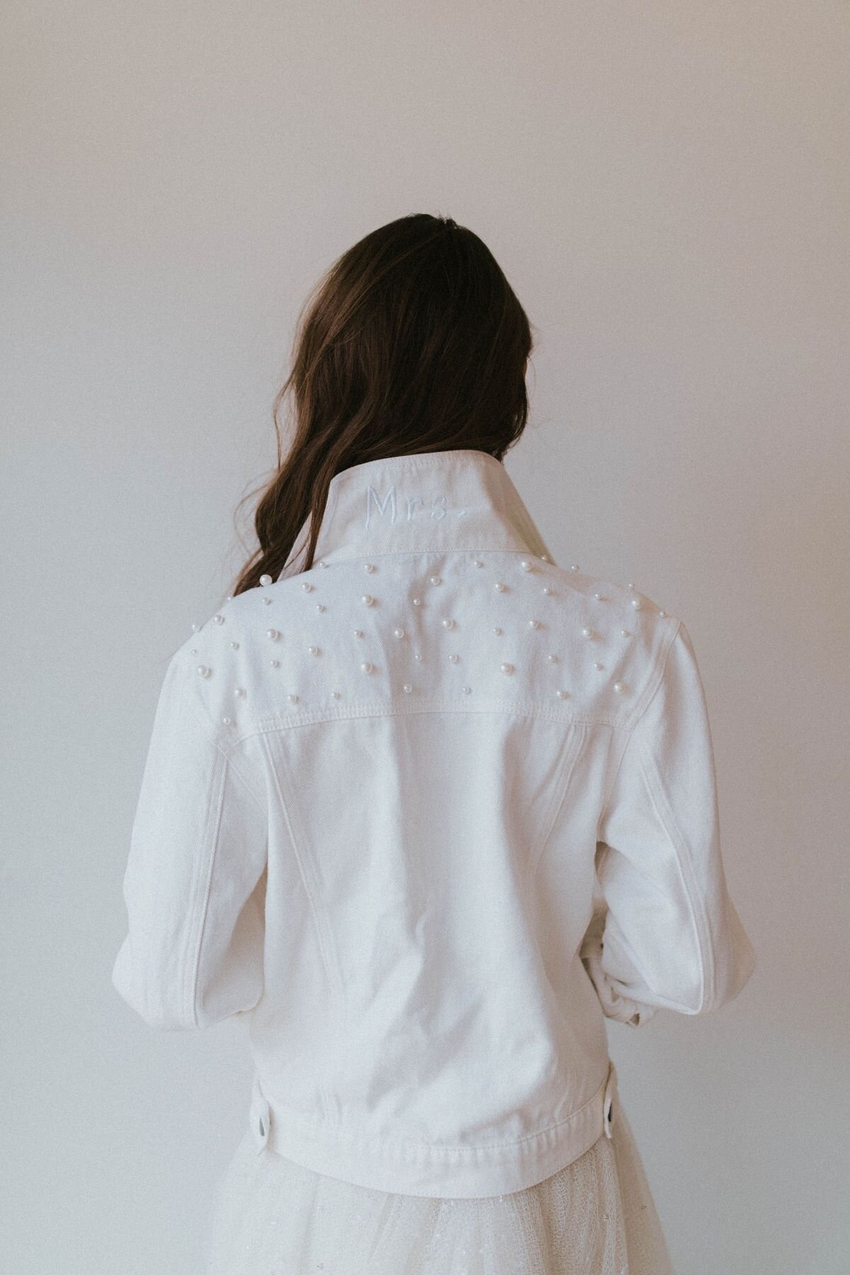 embroidered white denim jacket