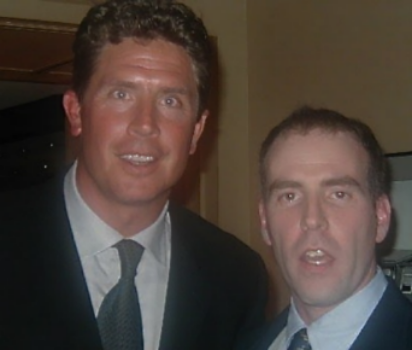 Hall of Fame quarterback Dan Marino, left, and me in 2000. (Credit: Joseph Kellard)