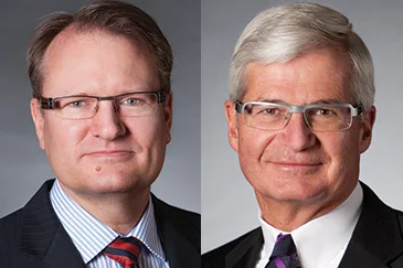 Tom Halverson, left, and Bob Engel as CoBank’s CEO. Photo Courtesy CoBank/American Banker