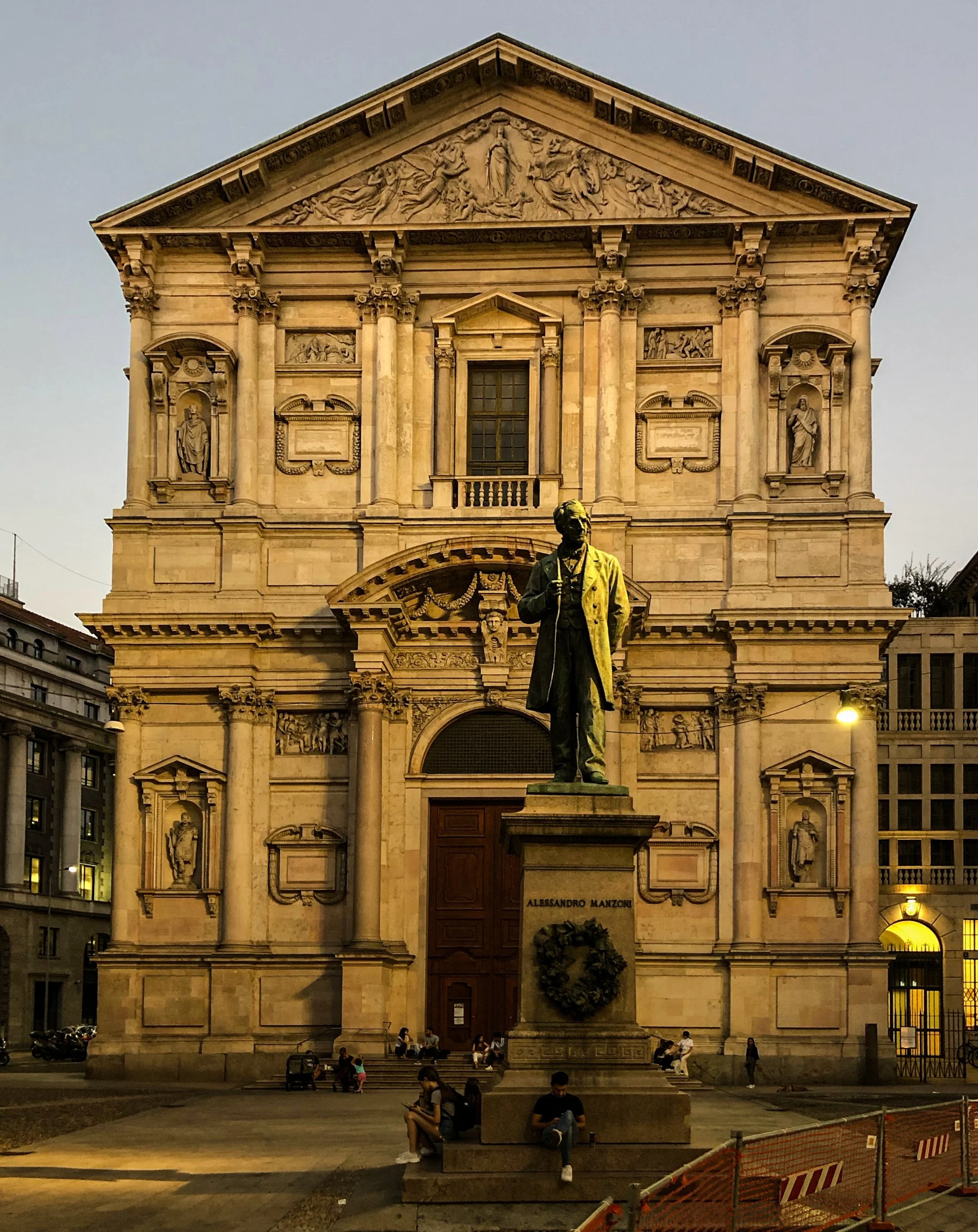 A monument to Alessandro Manzoni by Francesco Barzaghi at the Church of San Fedele in Milan. 