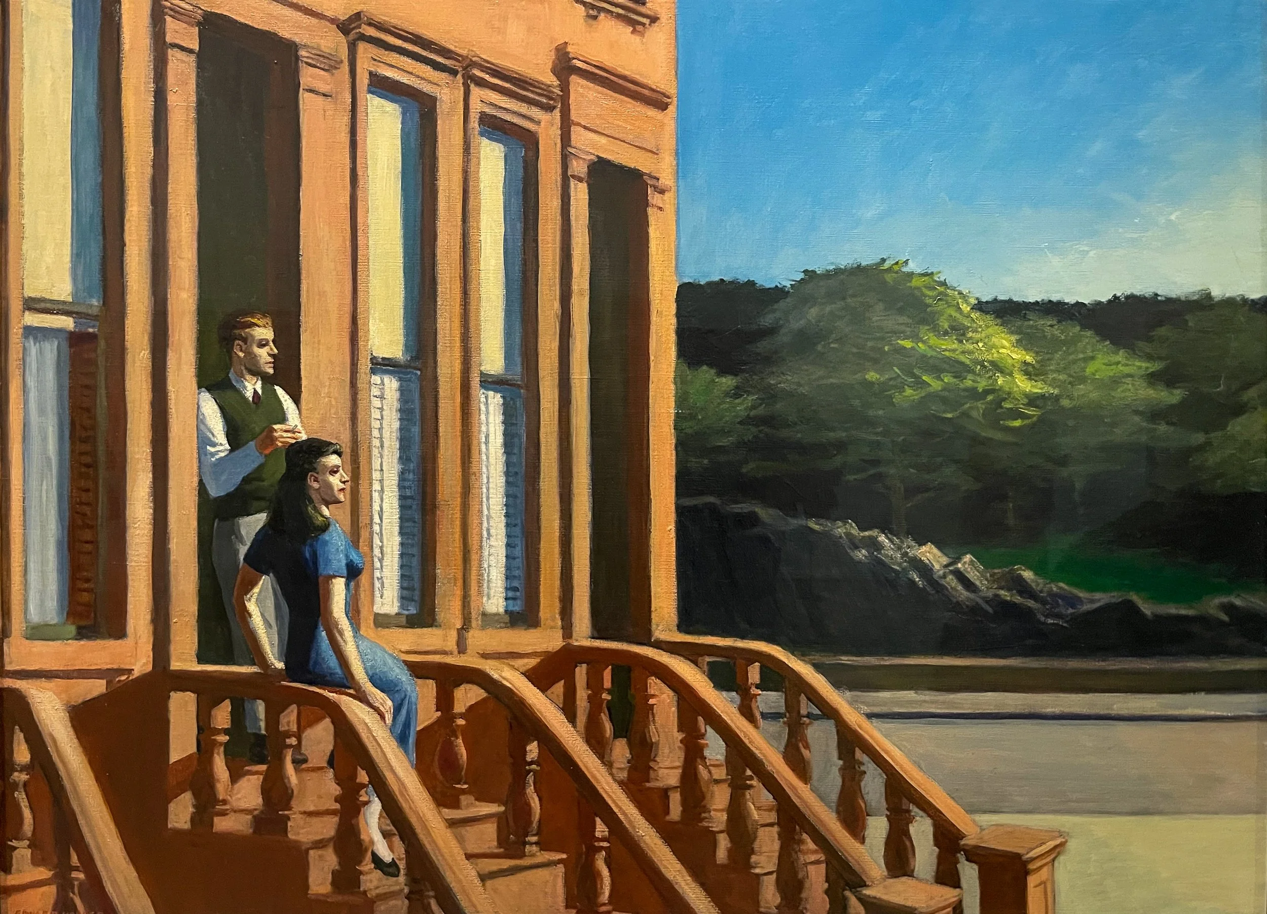 Sunlight on Brownstones by Hopper