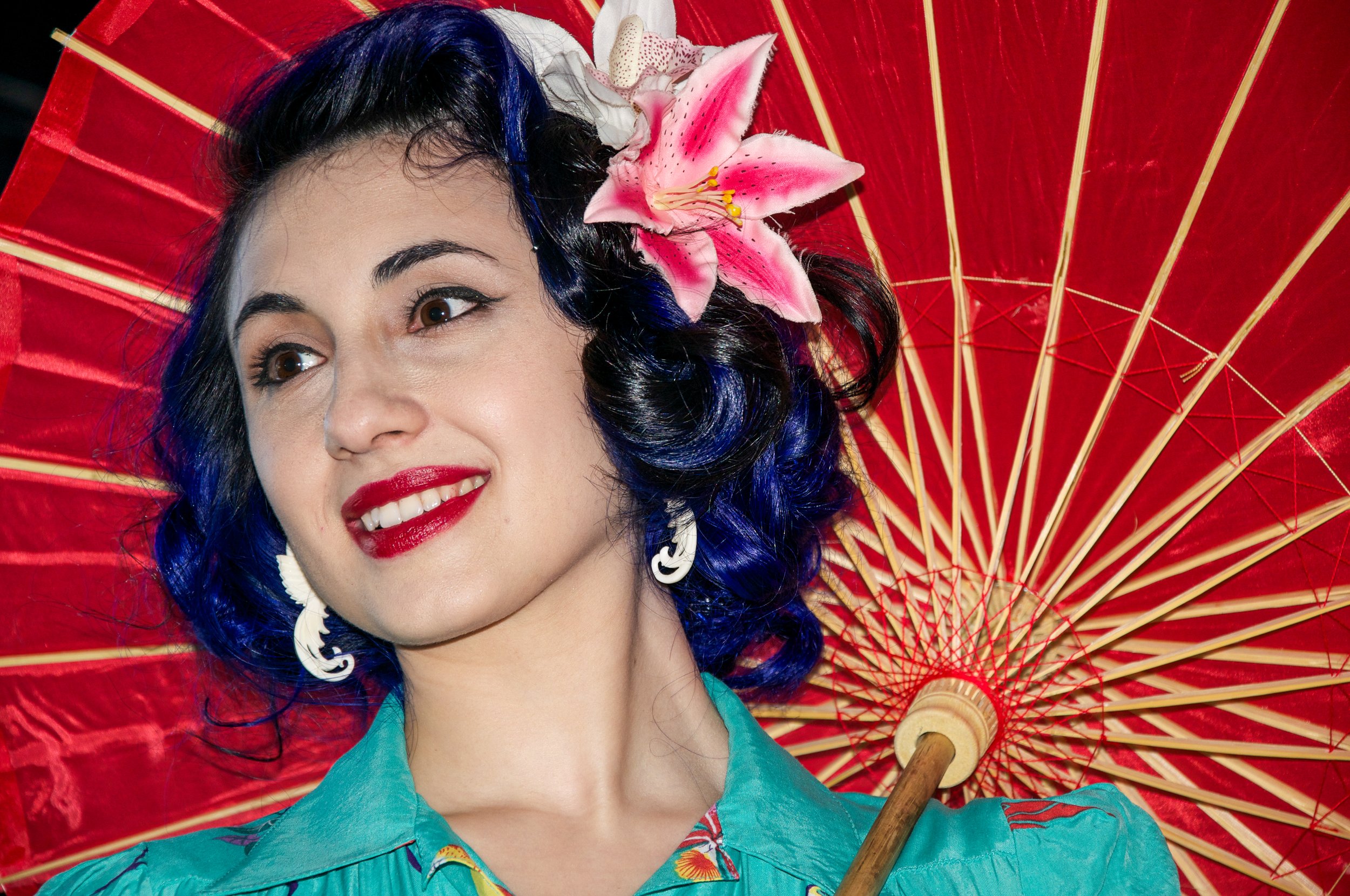  Model with a parasol.&nbsp; 
