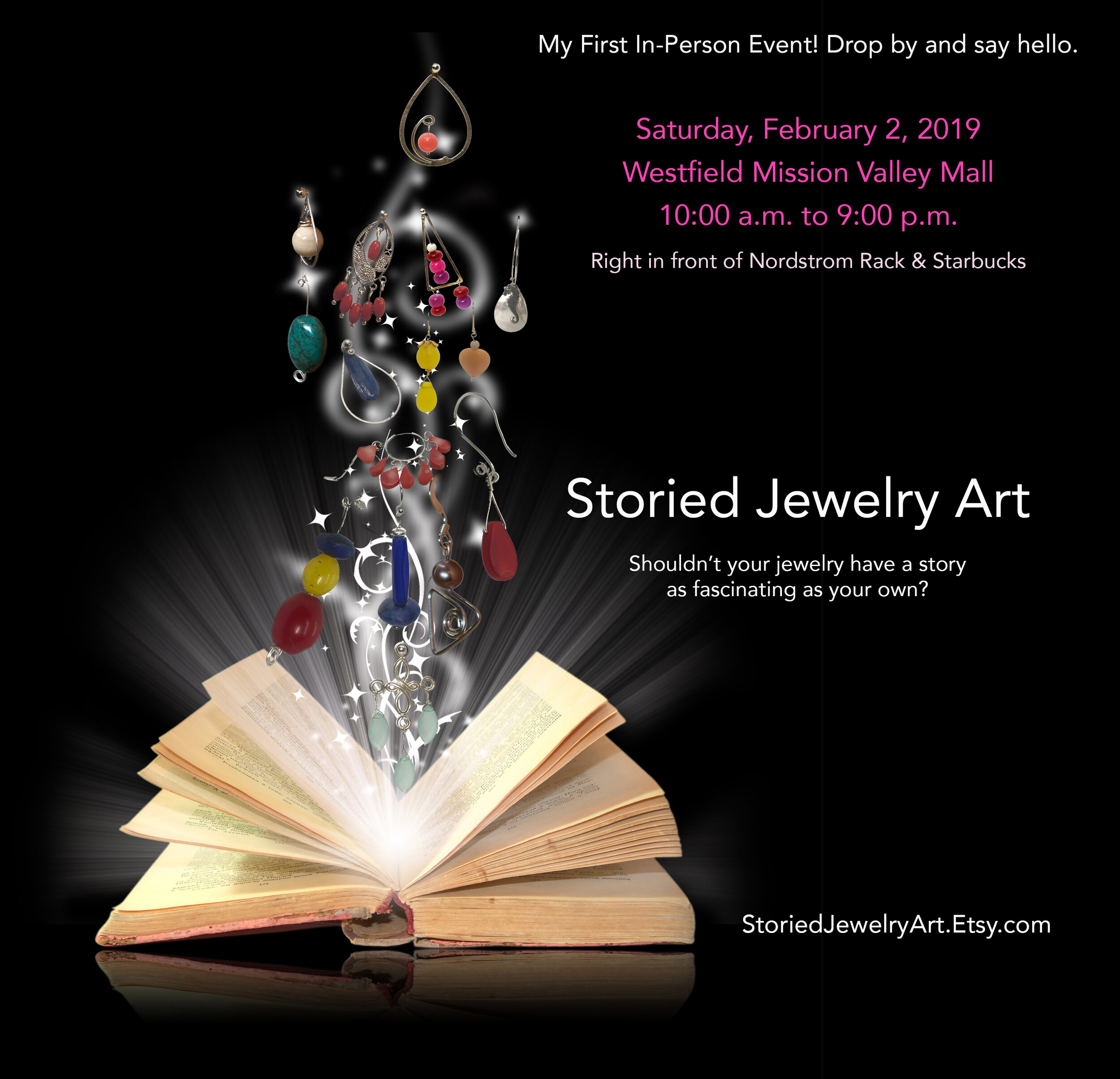 Promotional design for my jewelry business, Storied Jewelry Art.