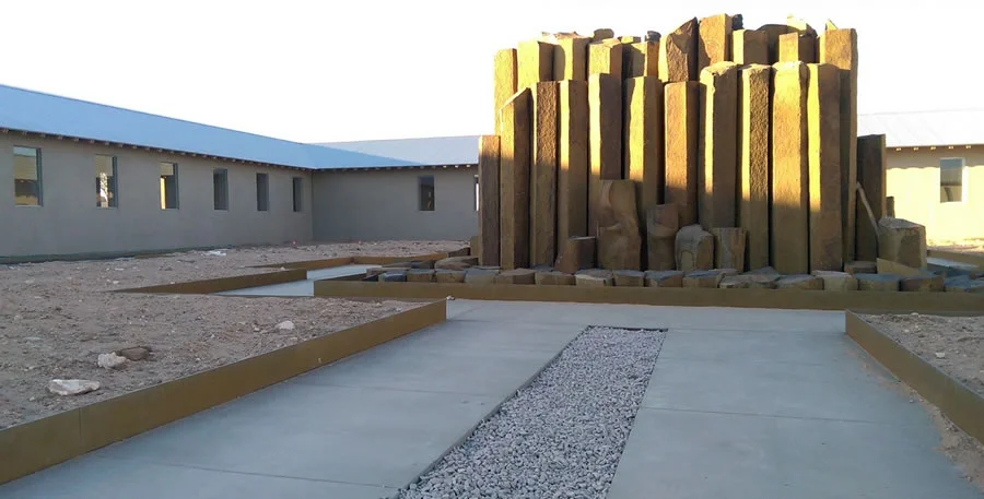 Soil preparation and leveling - waiting for the trees in inner courtyard