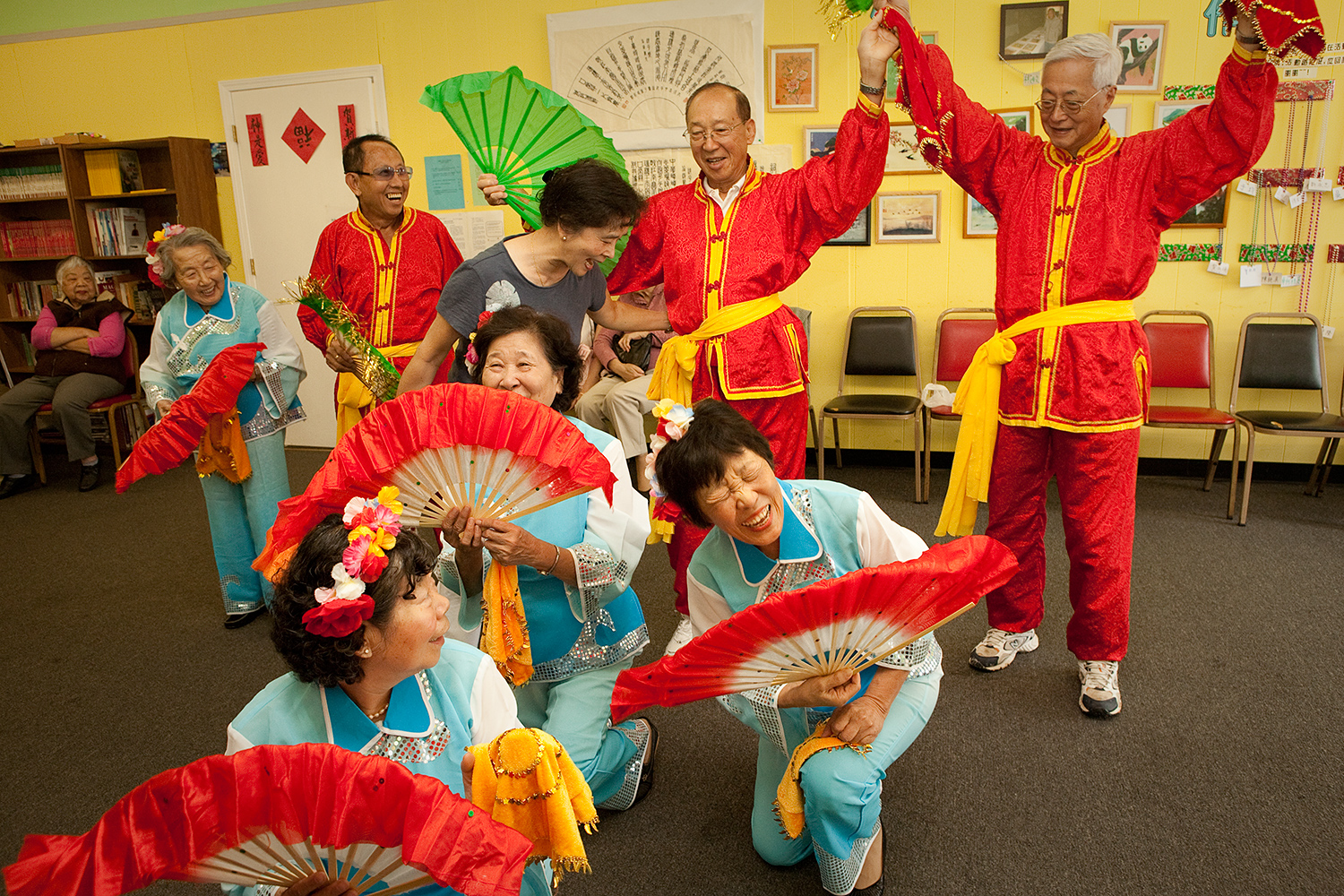  A group at the St. Louis Christian Chinese Community Service Center practices a performance for their annual fundraiser night. St. Louis, Missouri. 