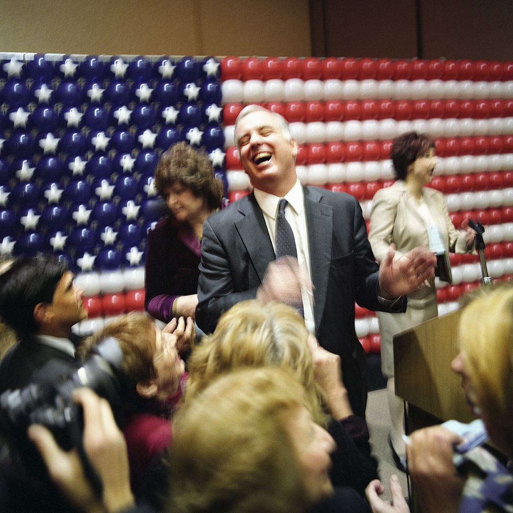  Howard Dean talks with supporters after giving a speech for the Democratic National Committee chairman post. Sacramento, California, 2005. 