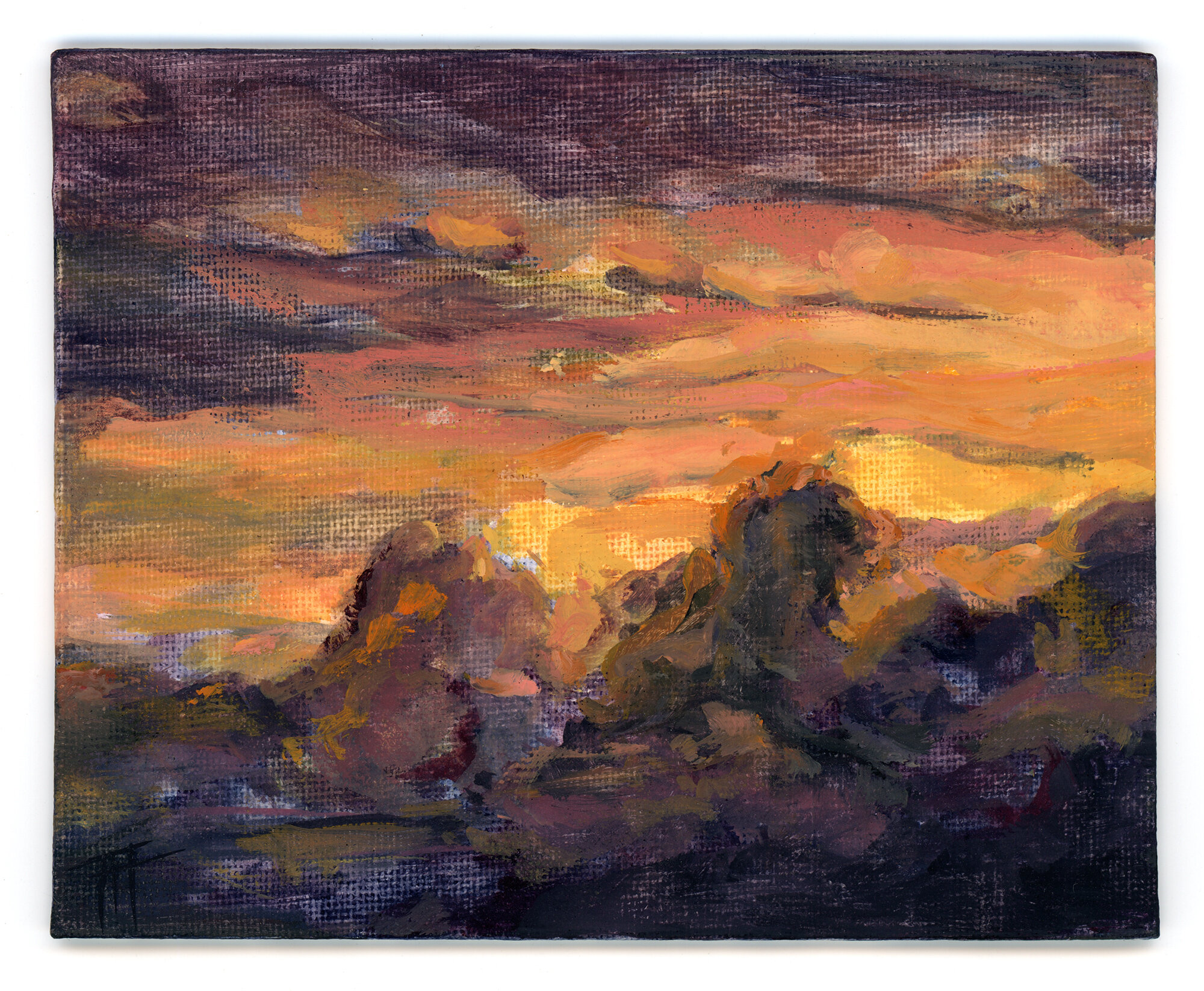  Sunset Cloud, 2020. 4.75 x 5.9 in. Oil on canvas board. 