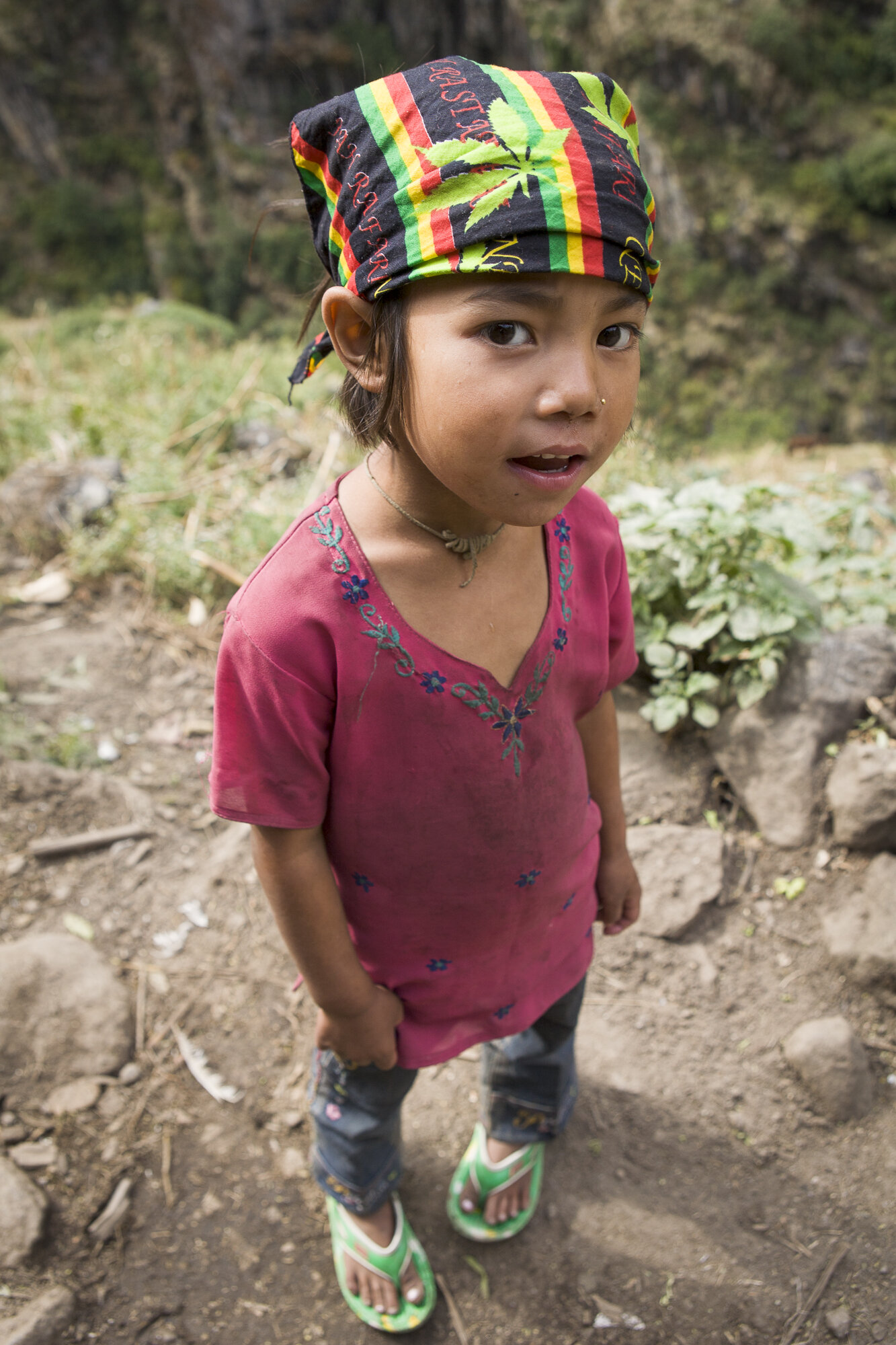  A young girl near Jagat wears a marijuana bandana. 