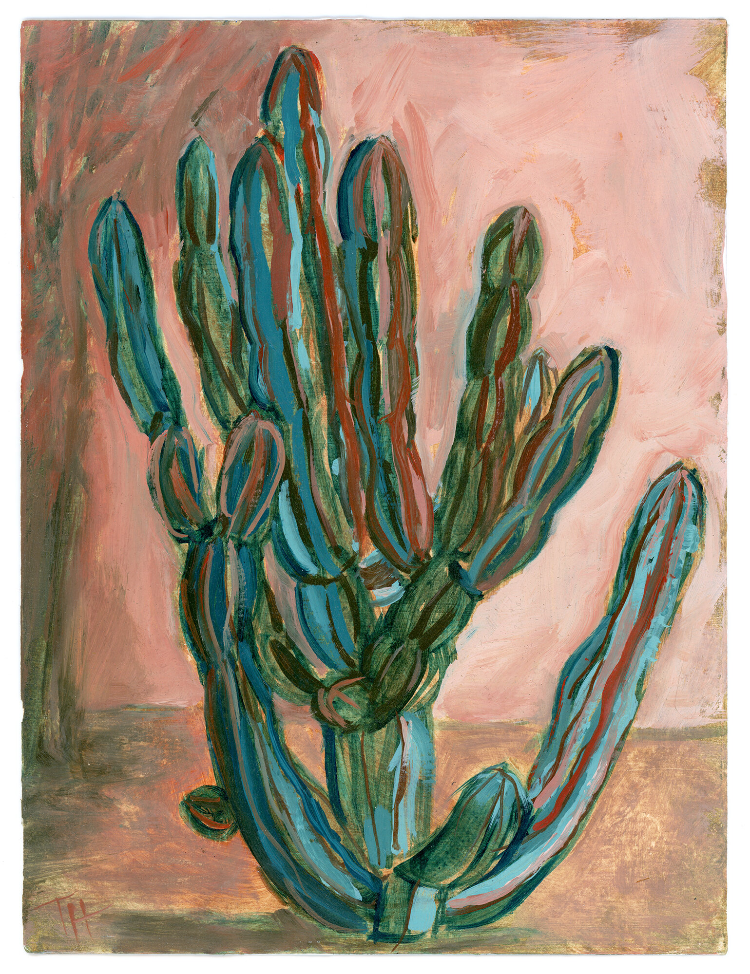  San Antonio Cactus, 2019. 8x6 in. Oil on paper, en plein air. 