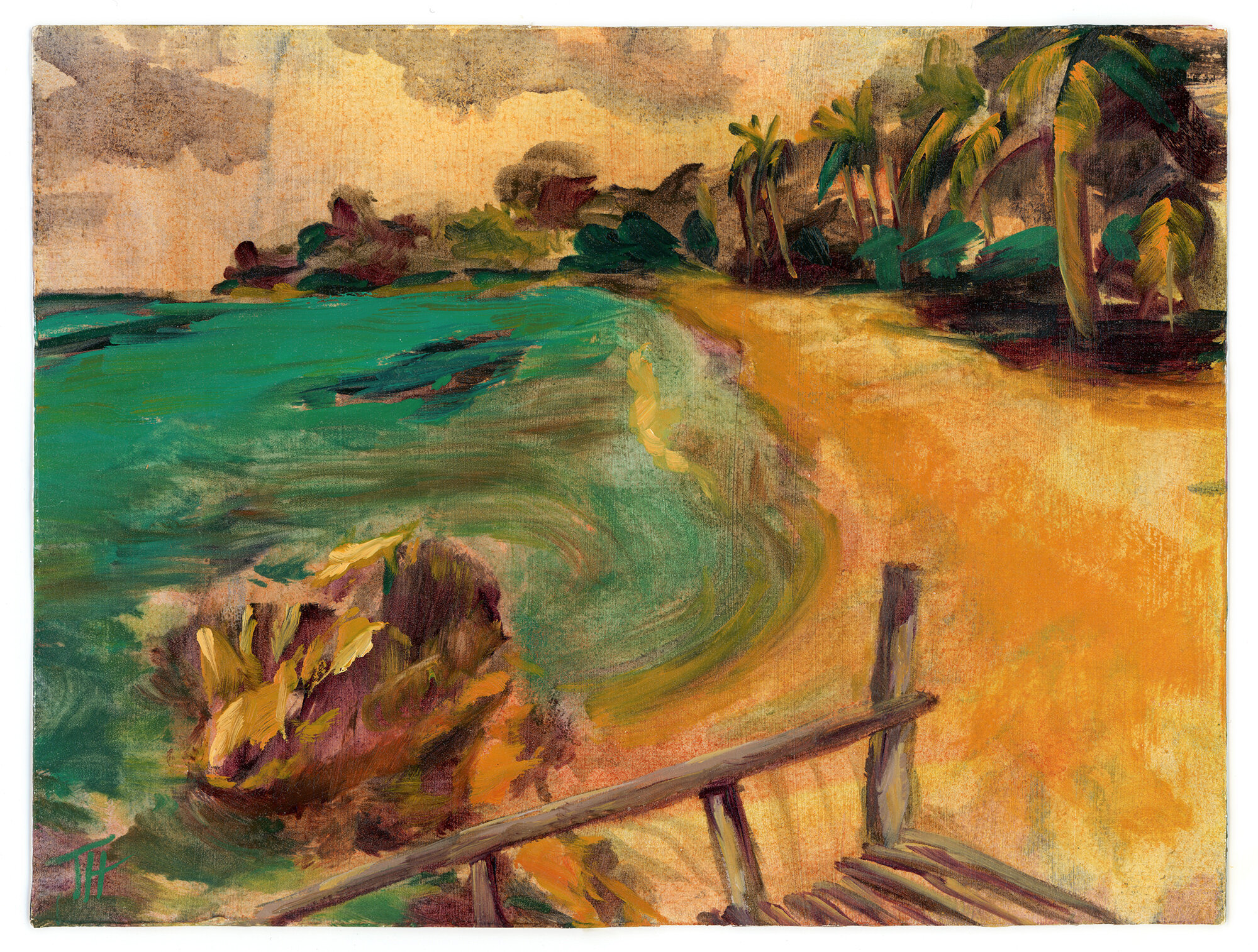  Ko Pha Ngan, Thailand, 2019. 6x8 in. Oil on paper. 