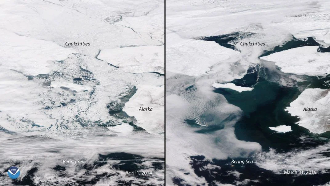 In March 2019, the Bering Sea had much less ice than usual. (National Oceanic and Atmospheric Administration)