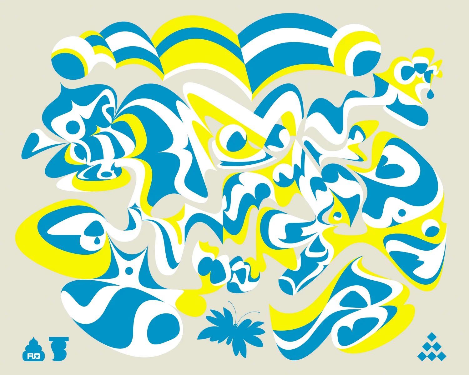 Butterfly In The Hurricane, 2004 for the Beautiful Losers print series computer generated vector art