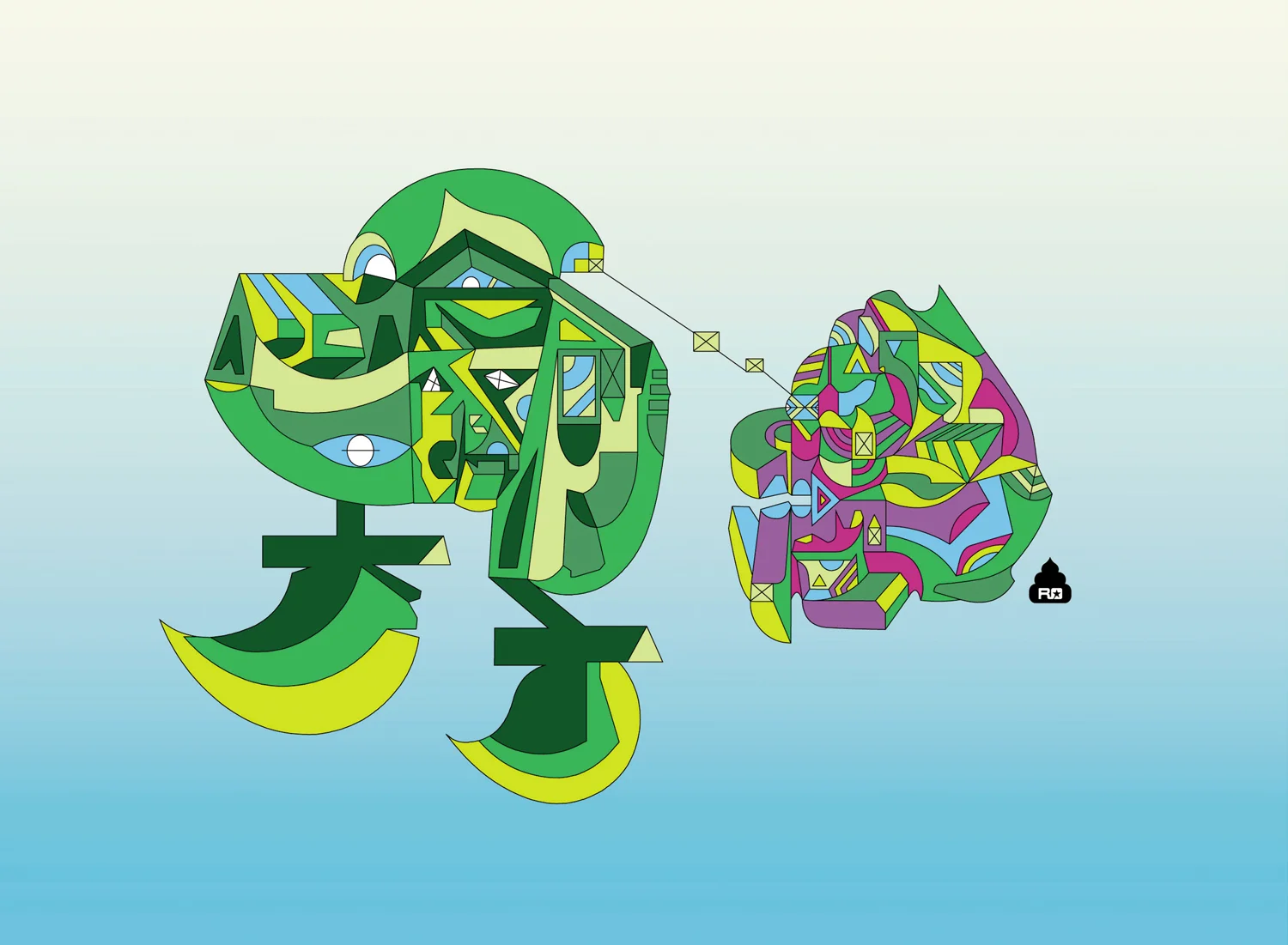 The Dog and Brooklyn, 1999 computer generated vector art