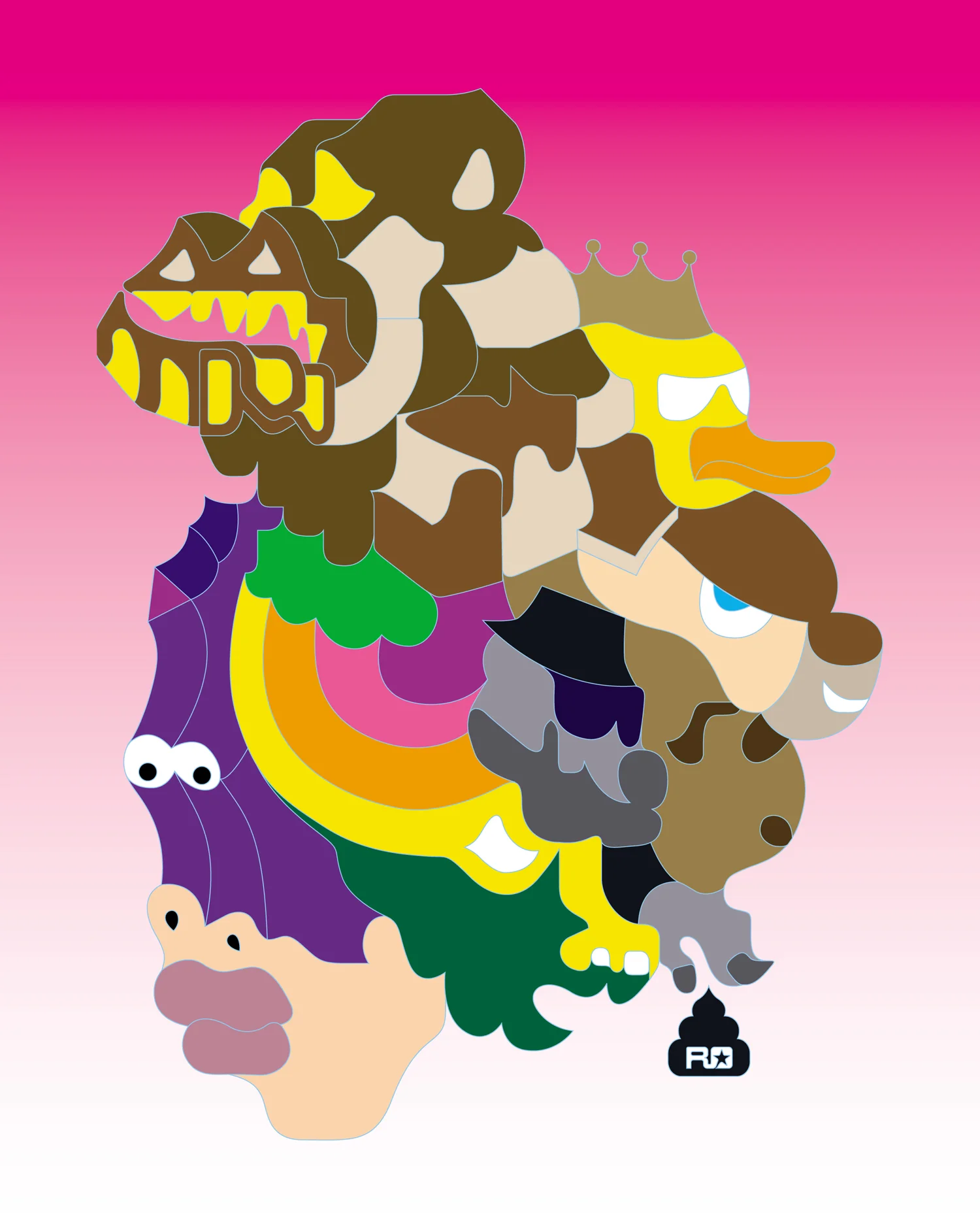 Comic Headz (Iconoclysm), 2000 computer generated vector art