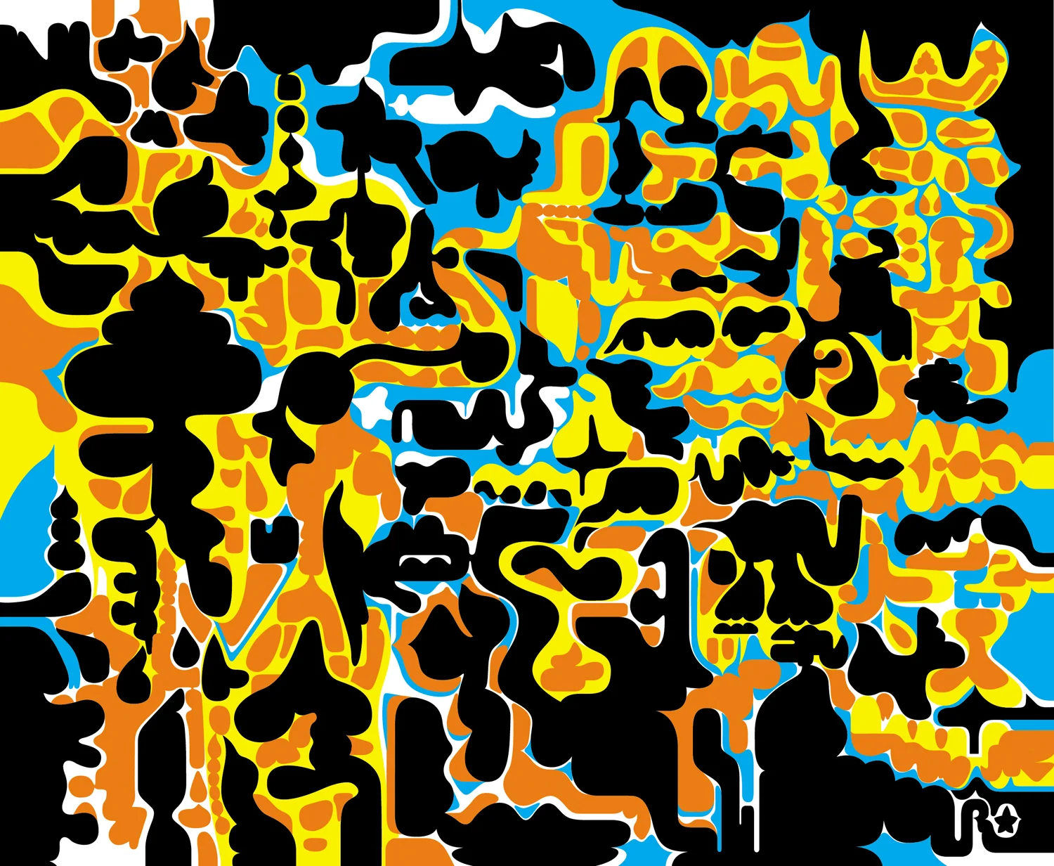 Graphysics 101 (version II), 1998 computer generated vector art original version made on canvas