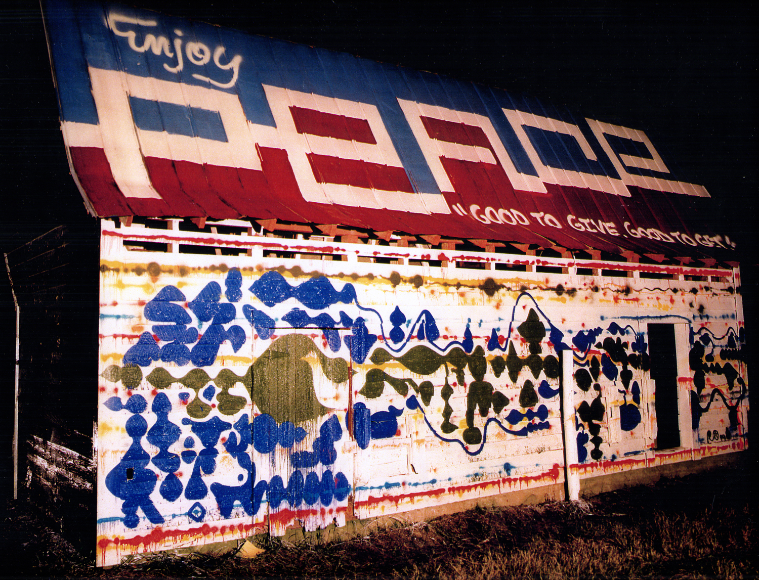  installation view,  Dog House of Peace  Cameron, N.C., 1999  with Steve 'ESPO' Powers photo by  Marlene Marino  