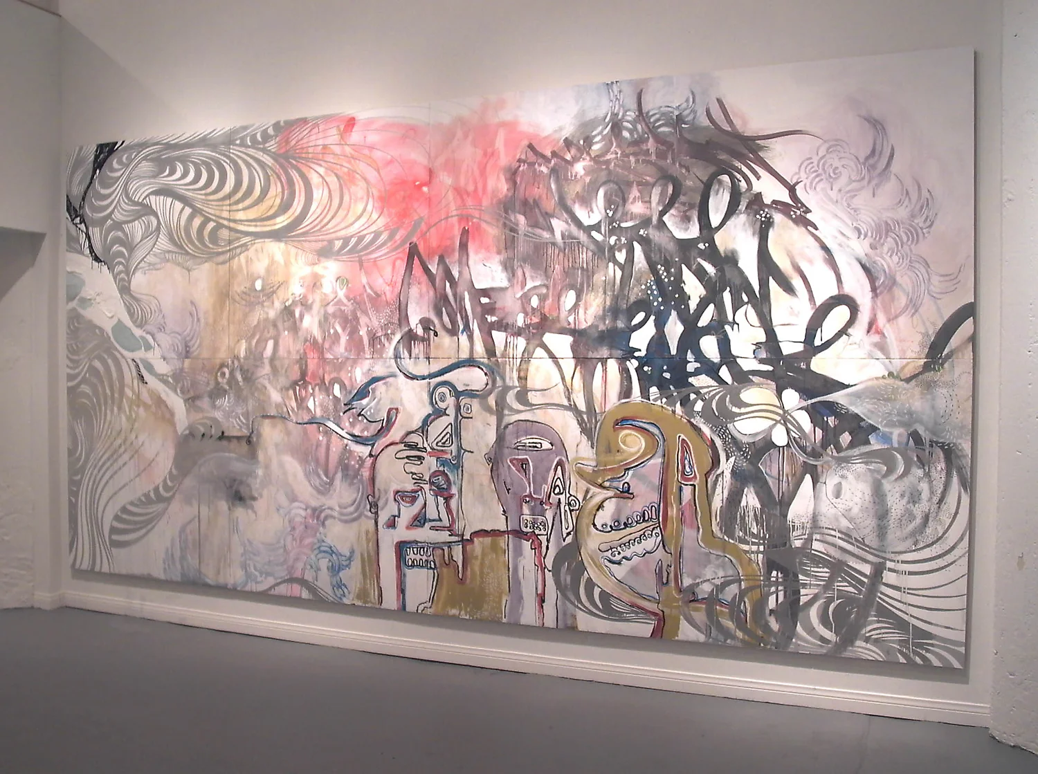 installation view, Messages From The Unseen , Los Angeles, 2004 with artists José Parlá, David Ellis, Che Jen, Kiku Yamaguchi