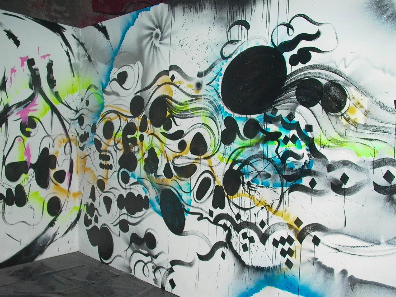 Installation view mural commission Bern, Switzerland, 2003 with artist She-One