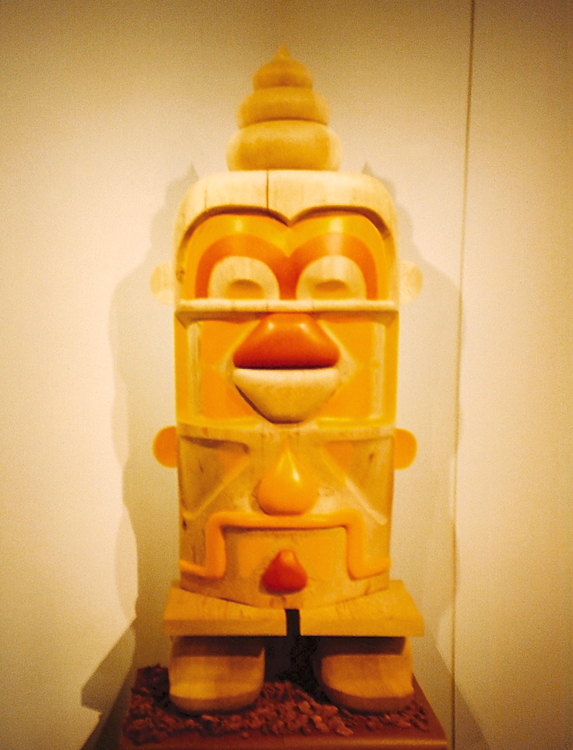  Creation (totem), 1999 acrylic on handcarved wood dimensions vary collaboration with Alex Calderwood / Neverstop 