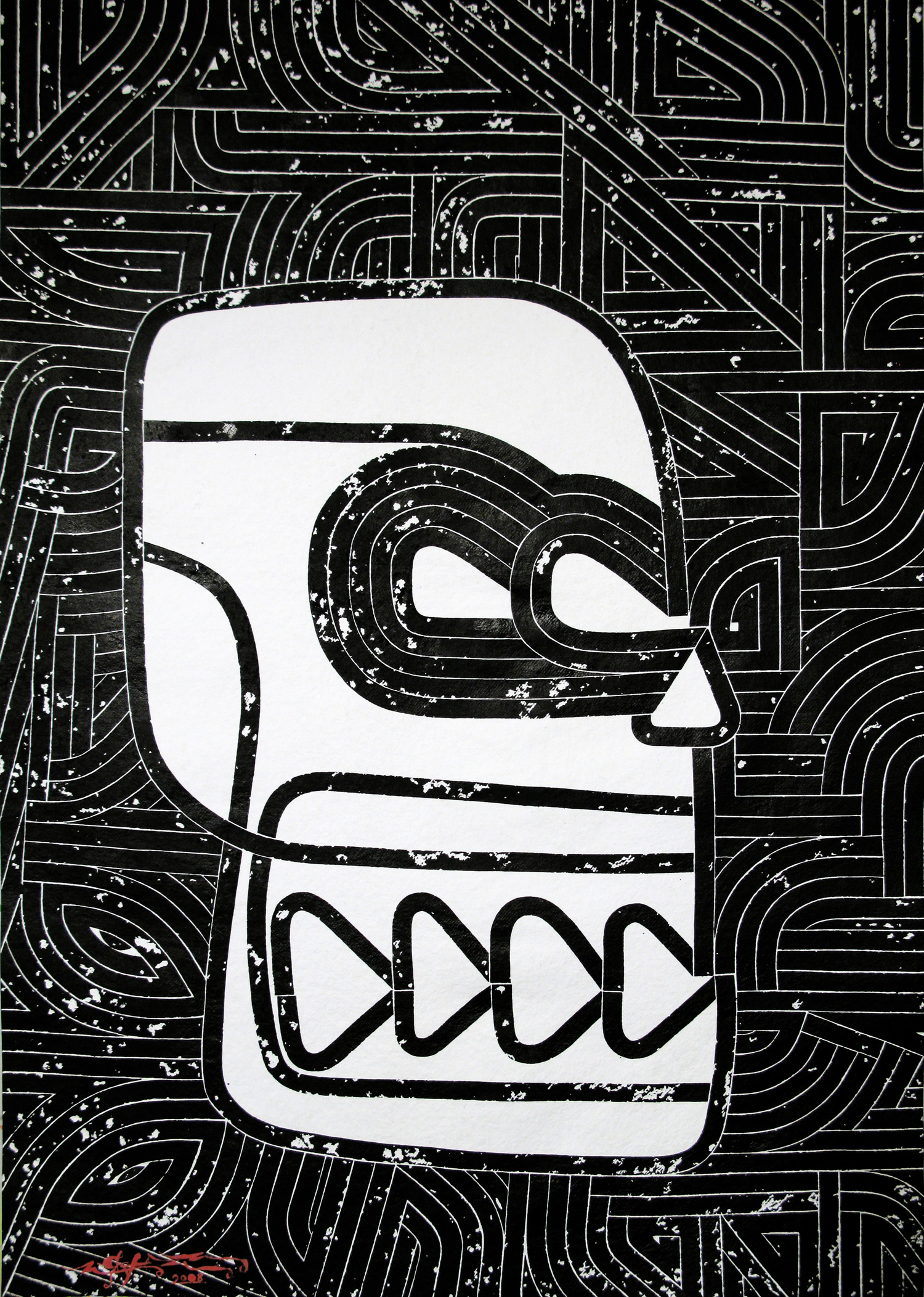  Phrenology Maximus, 2008 sumi ink on handmade paper 52 x 36 inch 