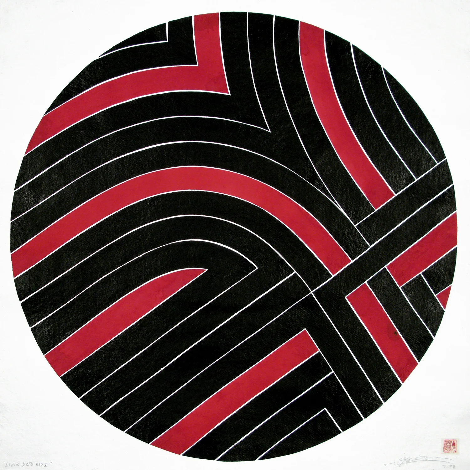 Black Dots Red II, 2008 sumi ink on handmade paper 40 x 40 inch