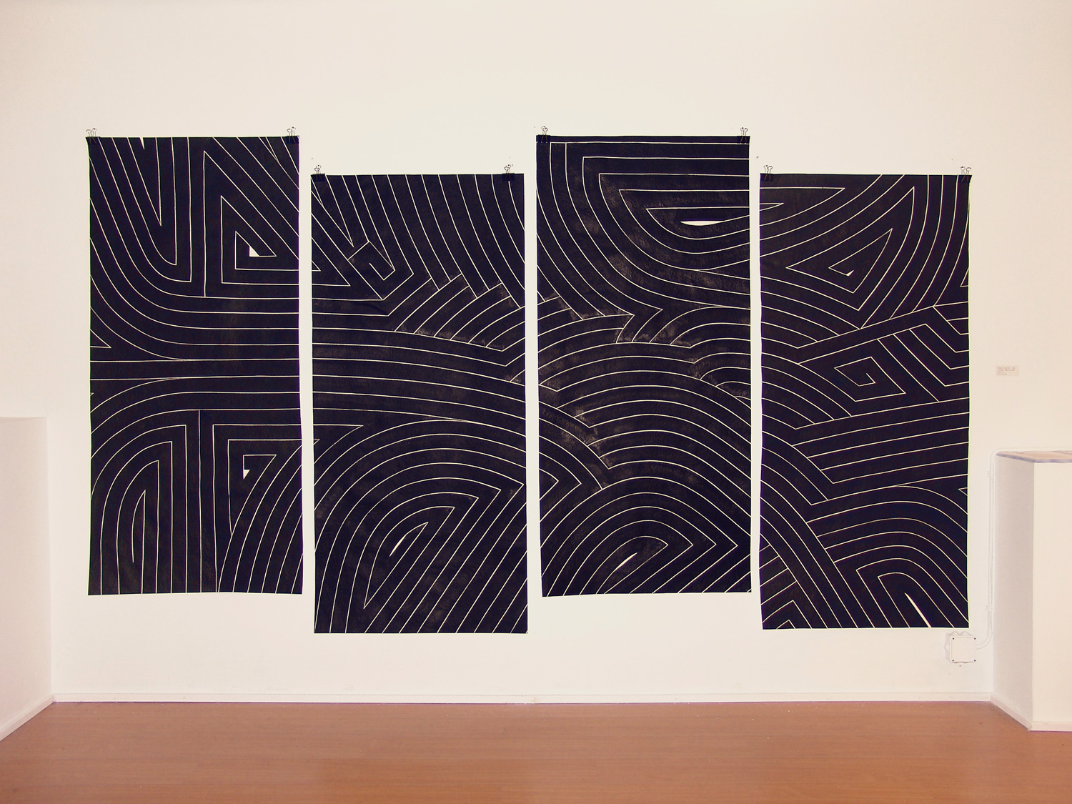  Black Flag III, 2008 sumi ink on handmade paper four panels, each 6 x 2.5 feet overall 6 x 10 feet&nbsp; 