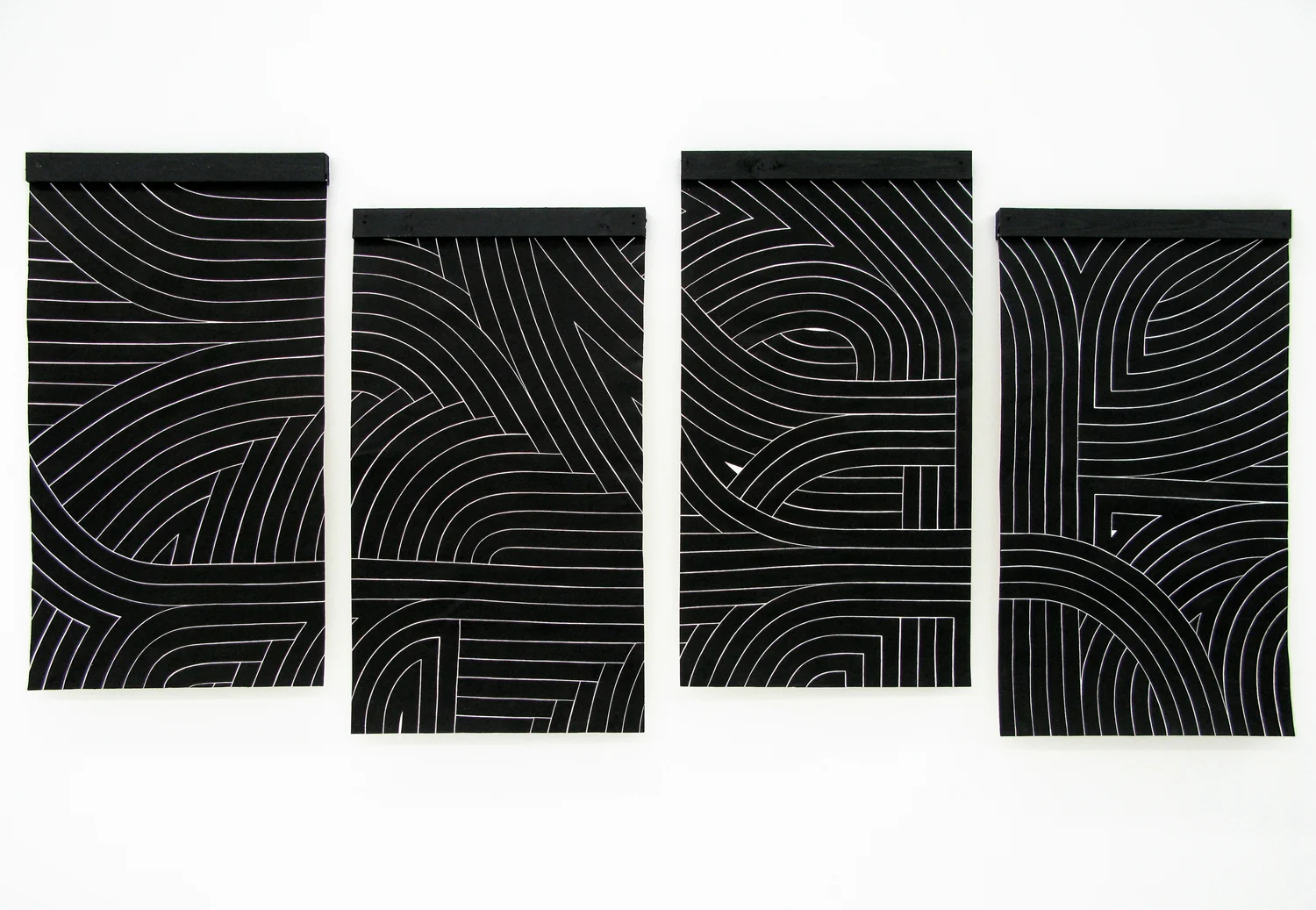 Black Flag II, 2007 sumi ink on handmade paper four panels, each 60 x 36 inch overall 60 x 144 inch