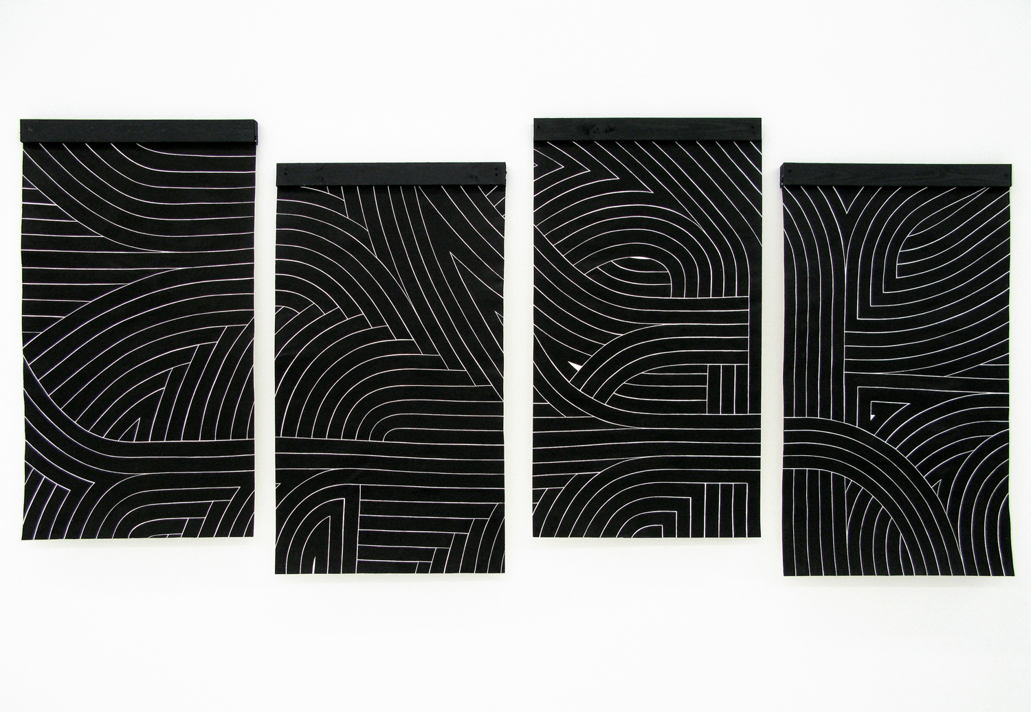  Black Flag II, 2007 sumi ink on handmade paper four panels, each 60 x 36 inch overall 60 x 144 inch 