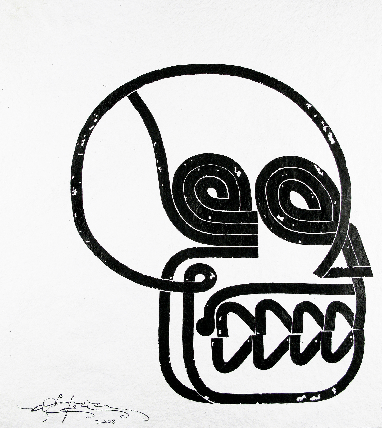  Phrenology VIII, 2008 sumi ink on handmade paper 22 x 20 inch 