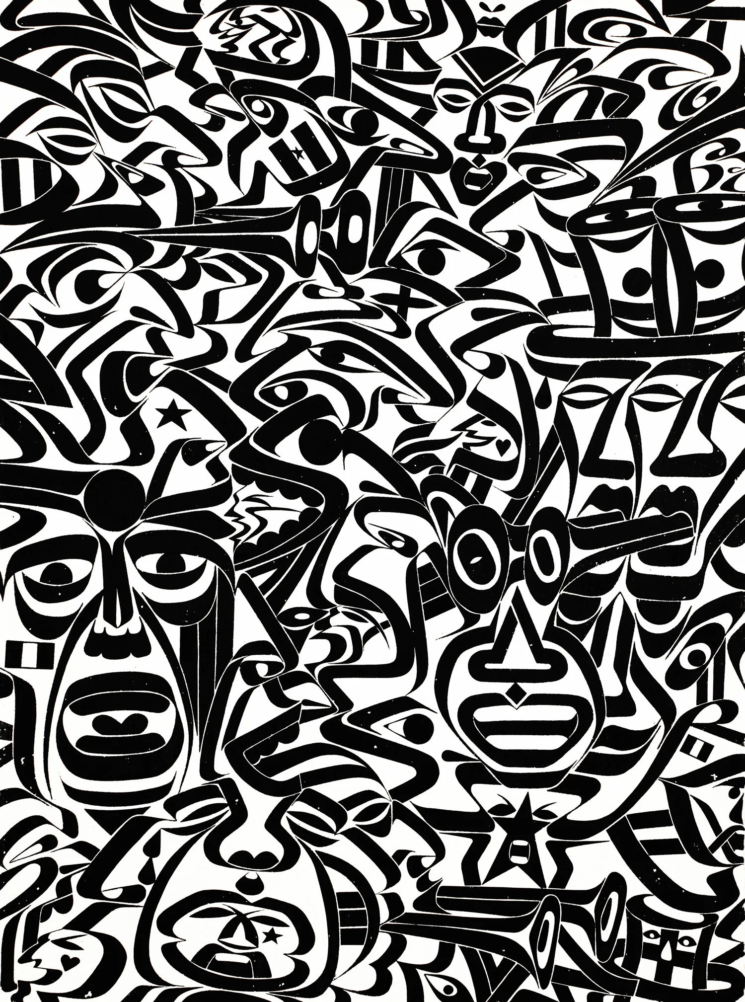 Ikonoclysm Fanatix, 2012 sumi ink on handmade paper 30 x 22 inch 