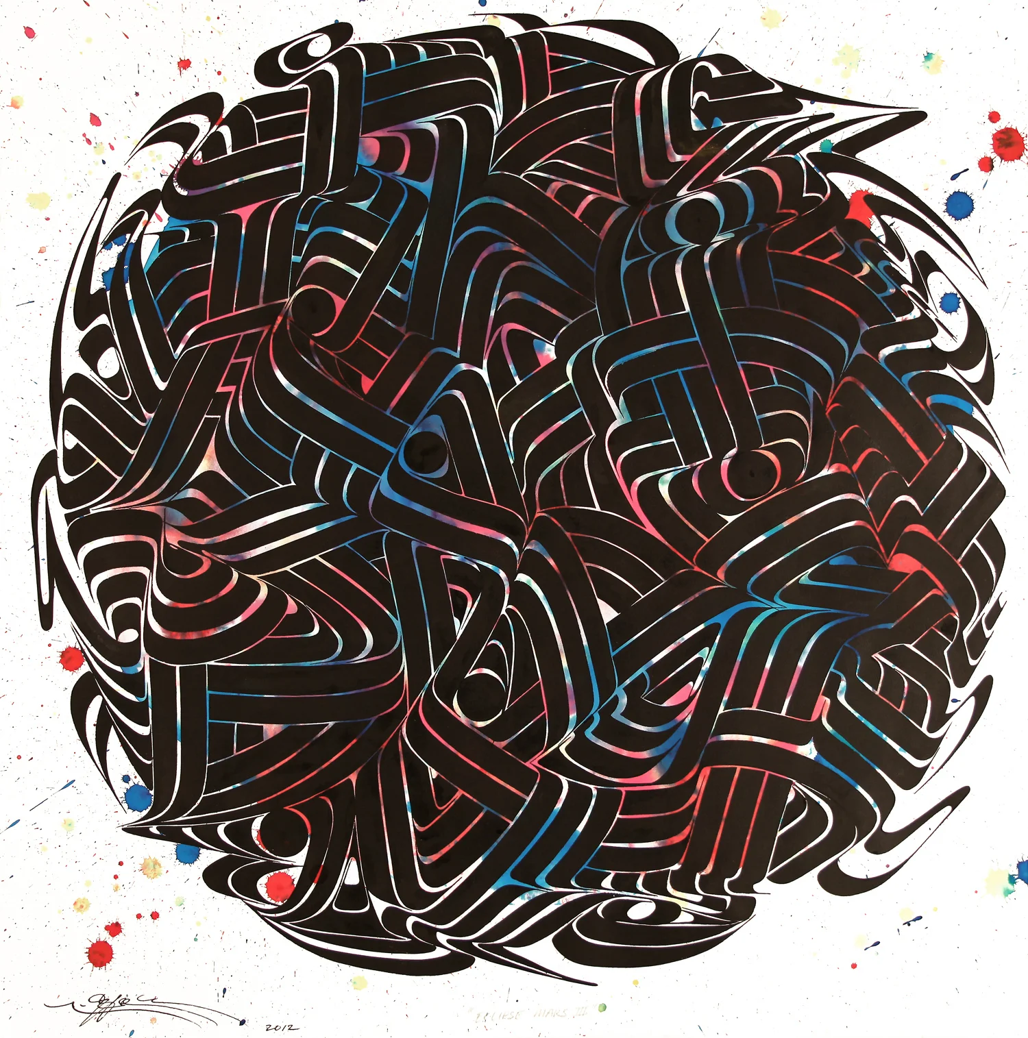Eclipse Mars III, 2012 ink on handmade paper 29.5 x 29.5 inch 