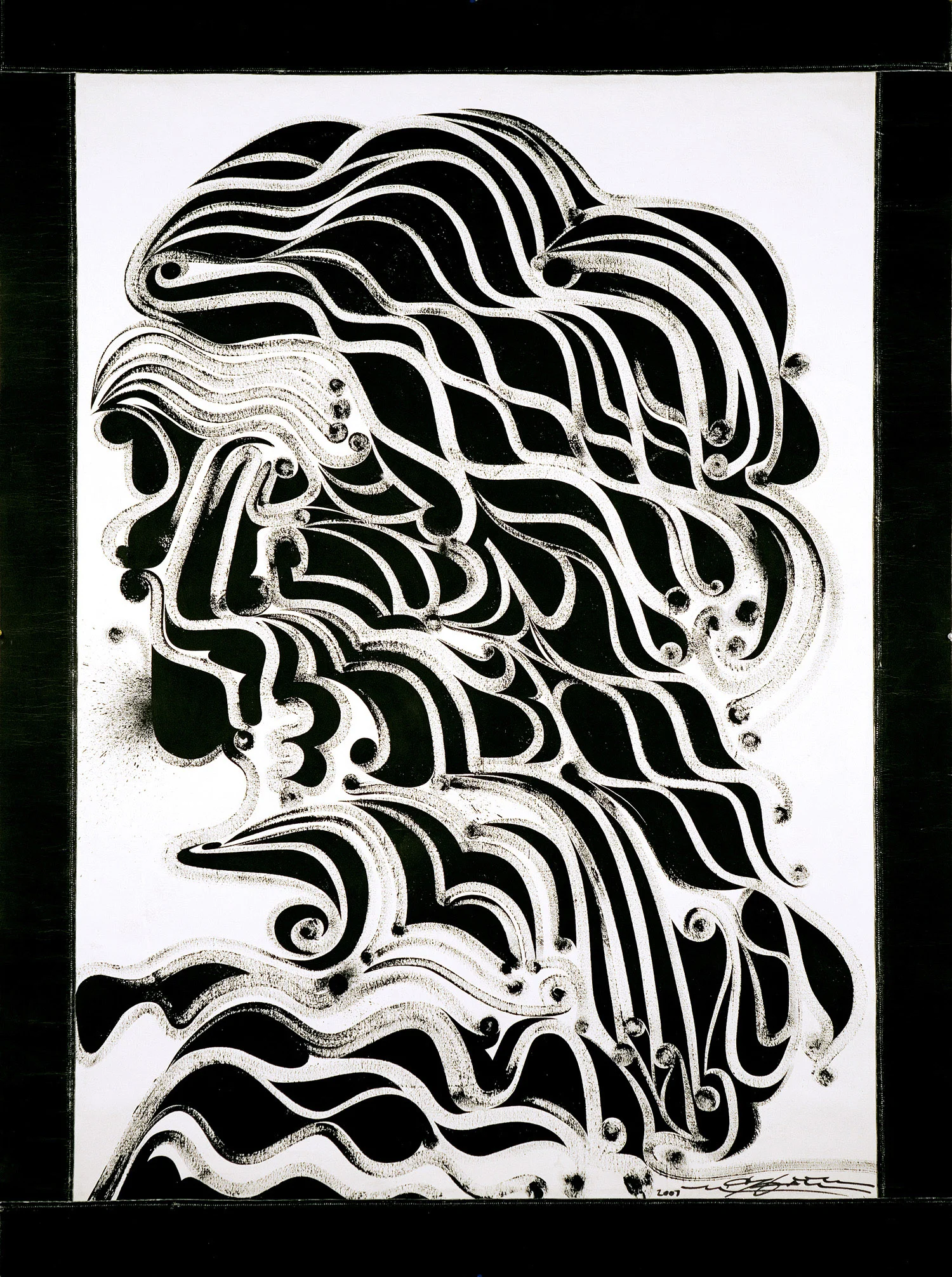 La Chouette Sage (The Wise Bird), 2007 acrylic & ink on canvas 74 x 55 inch 