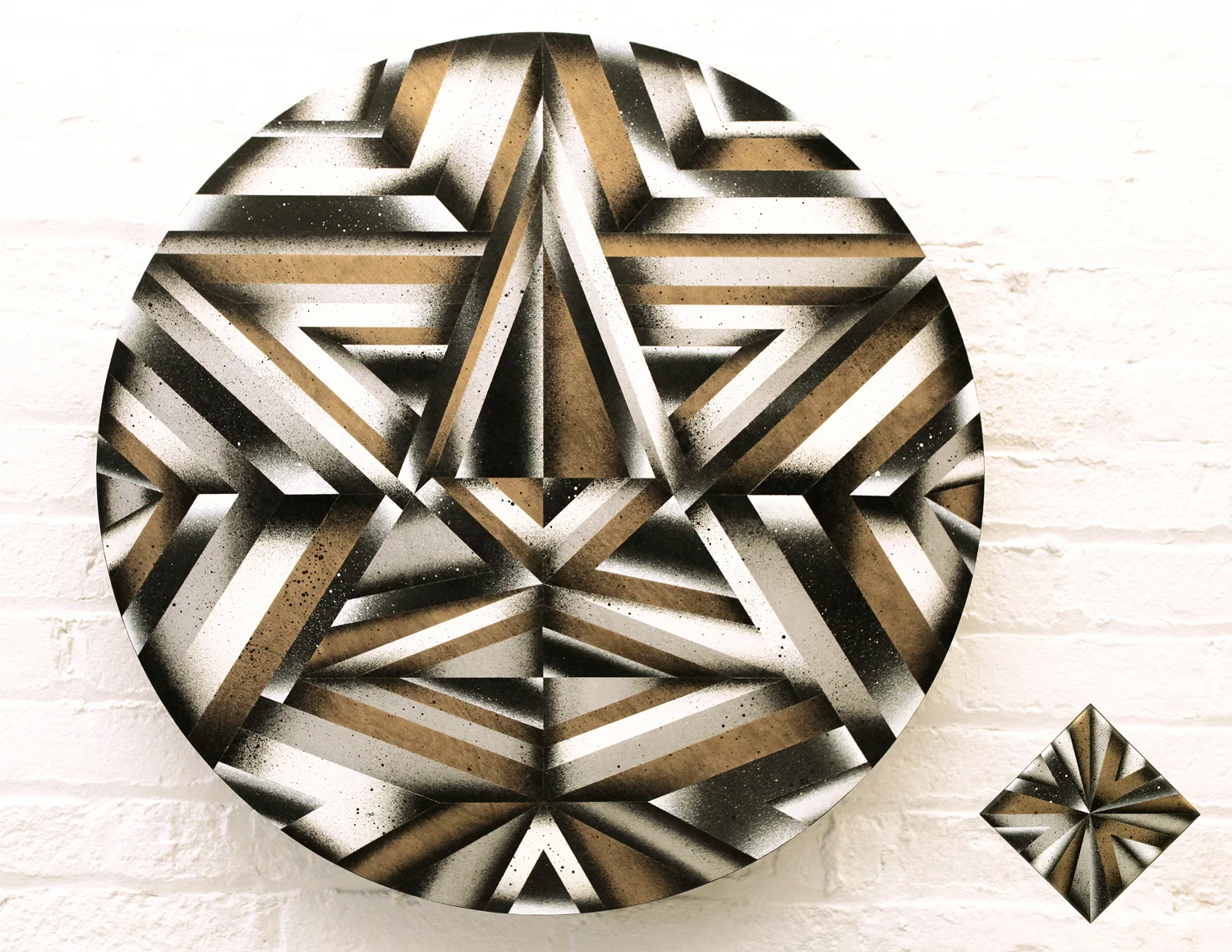 La Lune et L'Étoile Du Berger II (The Moon & Venus), 2011 aerosol on wood 36 inch diameter 