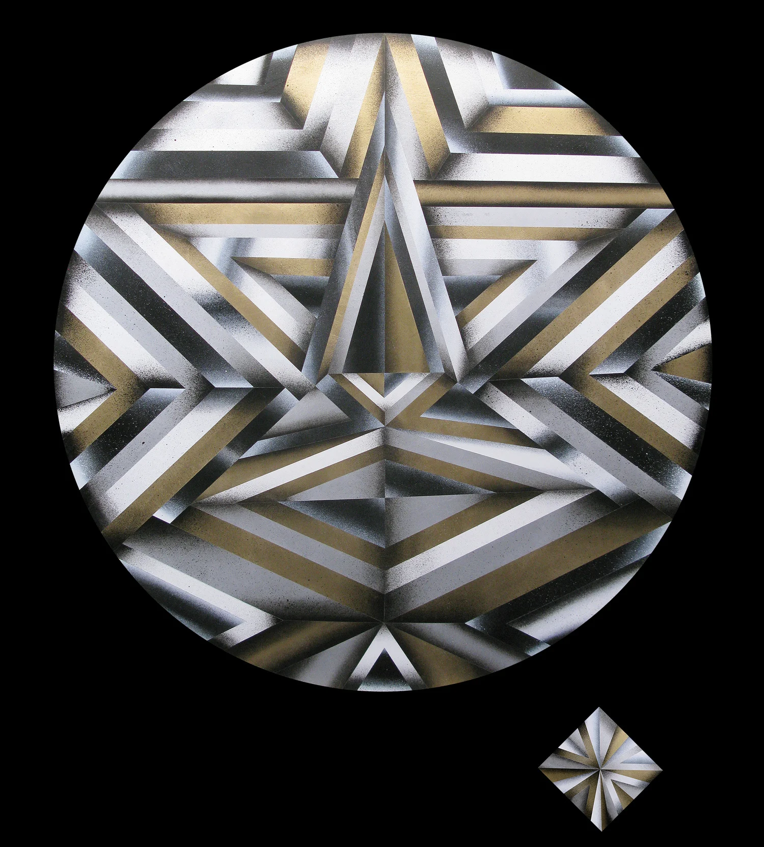 La Lune et L'Étoile Du Berger (The Moon & Venus), 2010 aerosol on wood 48 inch diameter 