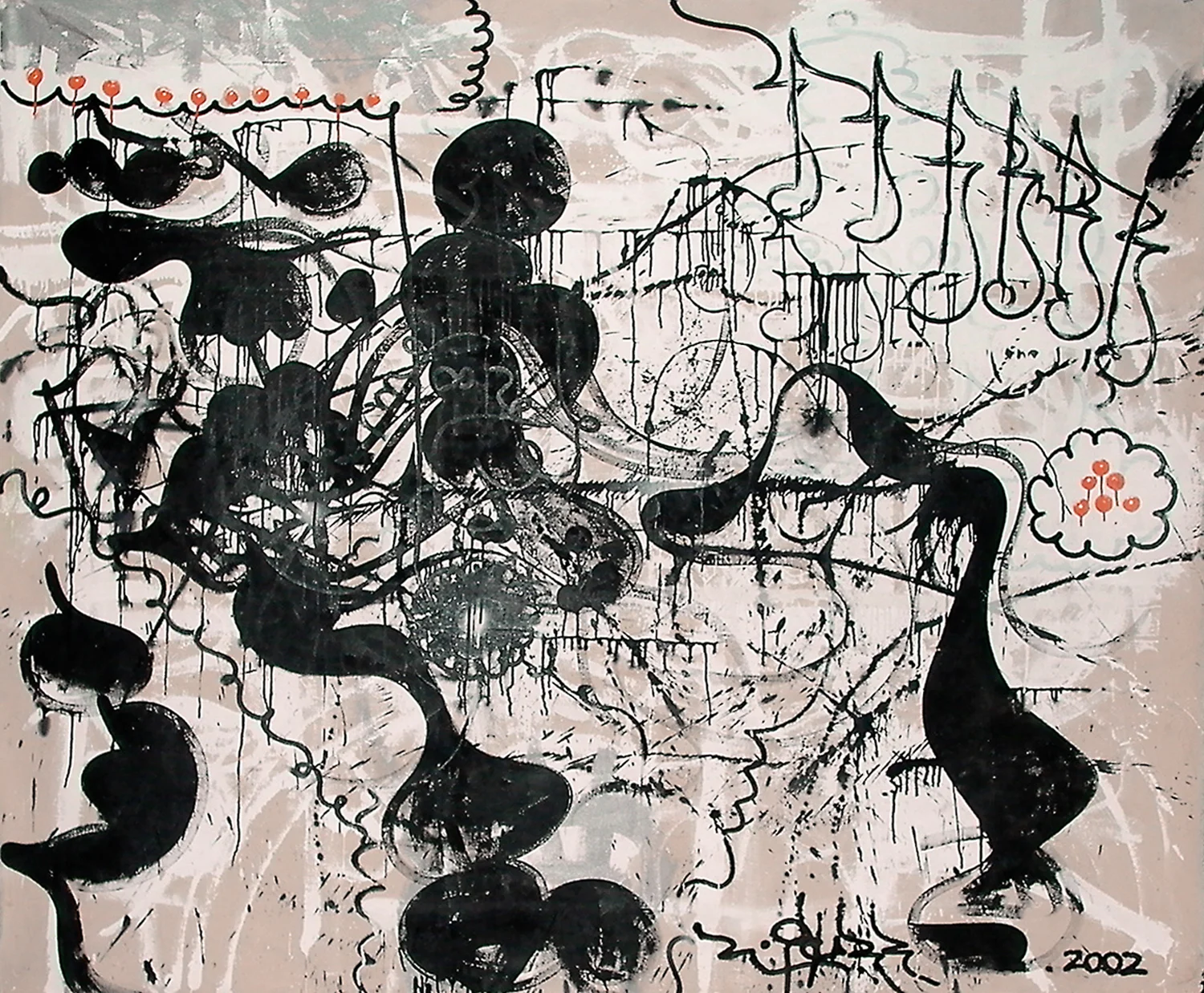 Rrrrrrrr..., 2002 acrylic and ink on canvas 48 x 60 inch