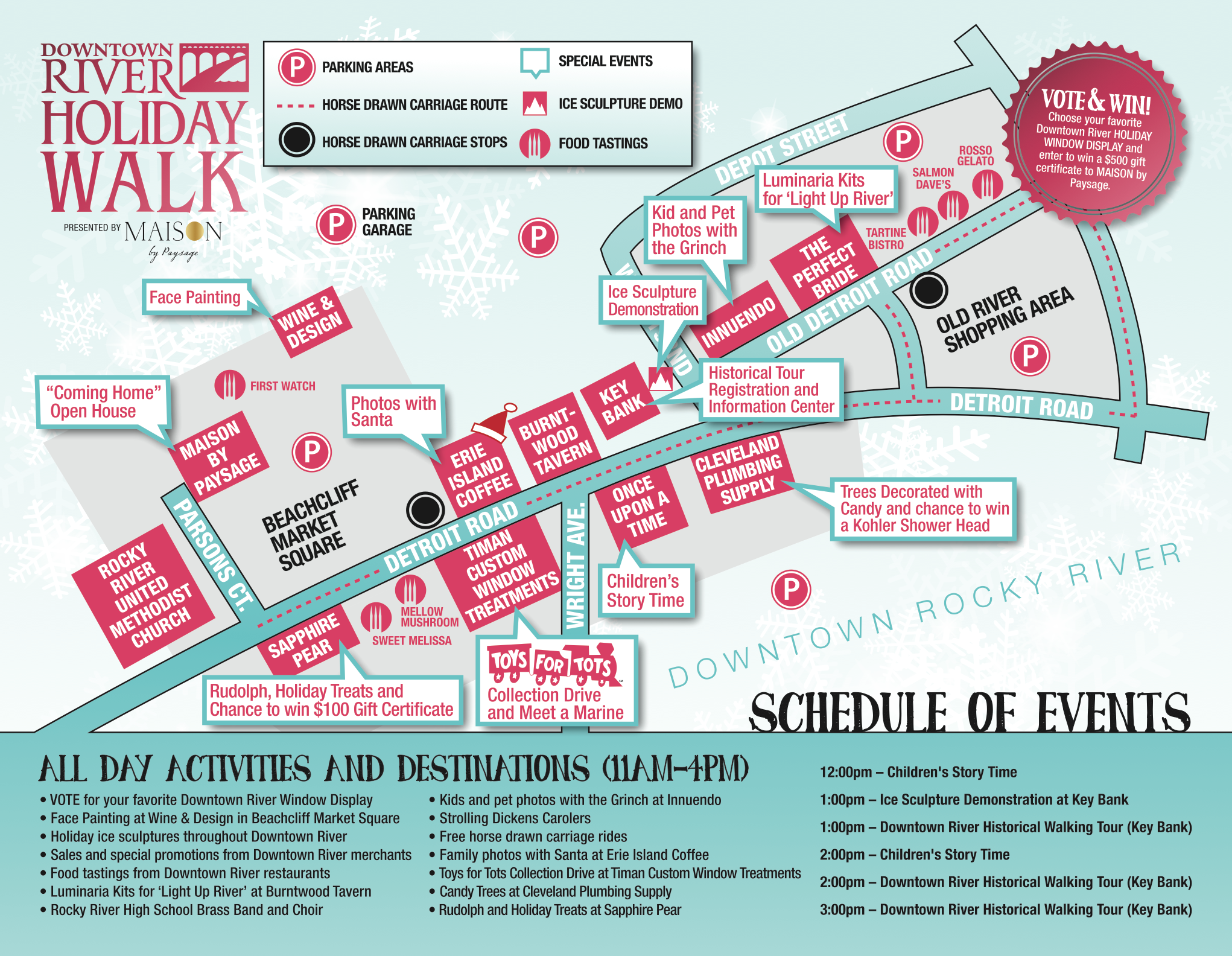 Click to enlarge the map and view events and attractions at the 2015 Holiday Walk!