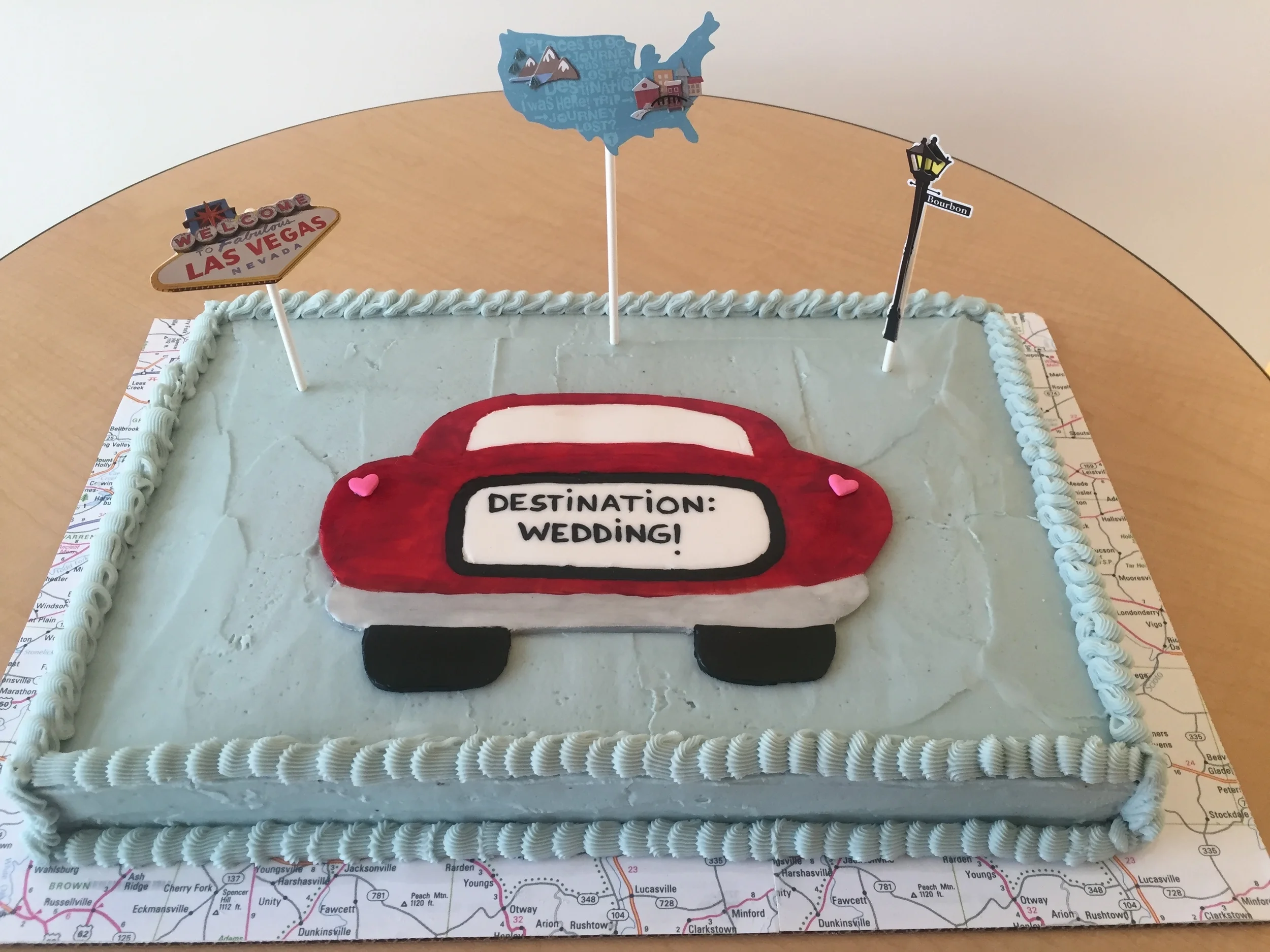 cake for co-worker's bridal shower (she's having a roadtrip honeymoon)