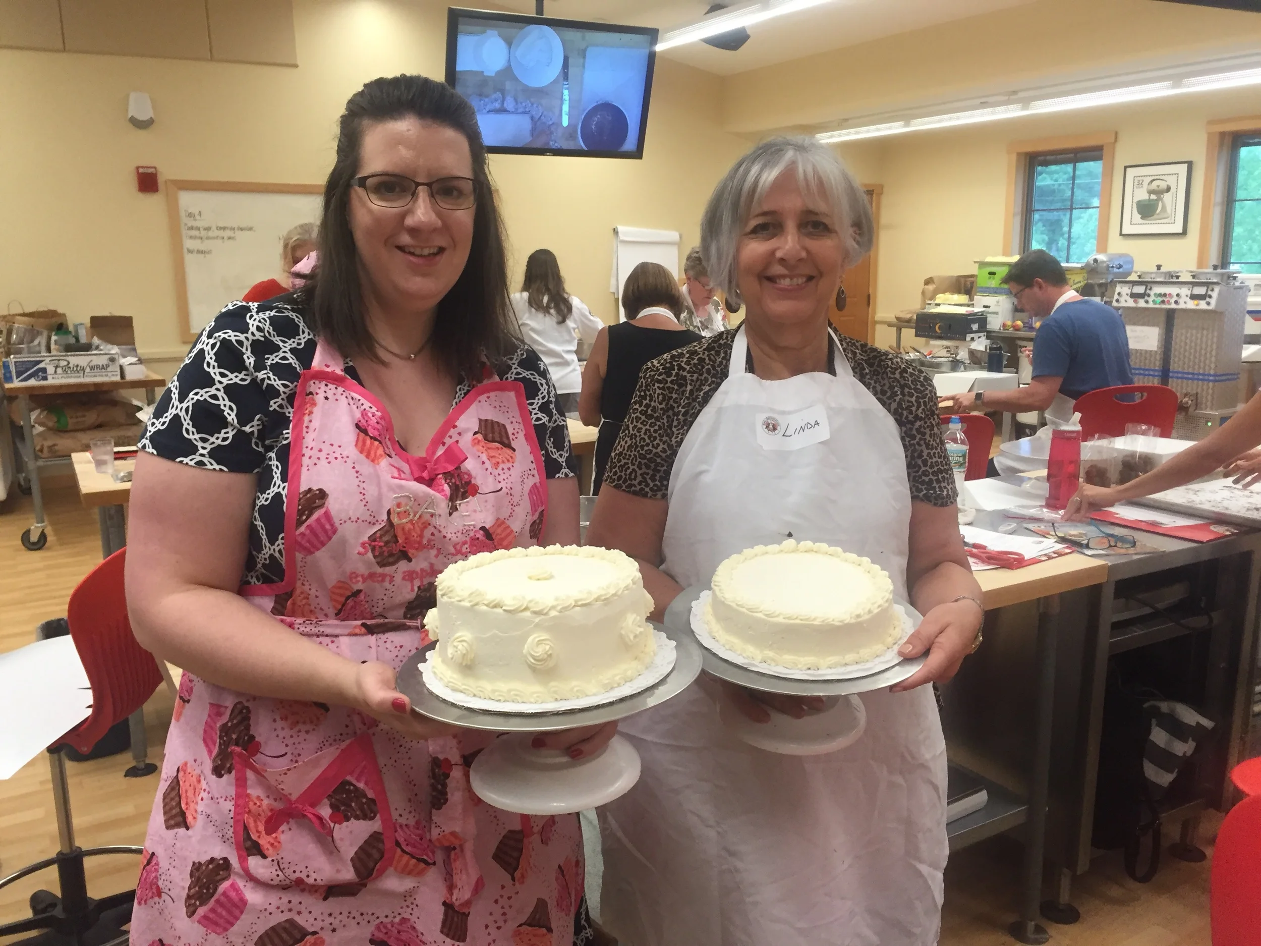 Mom and me with our decorated cakes!