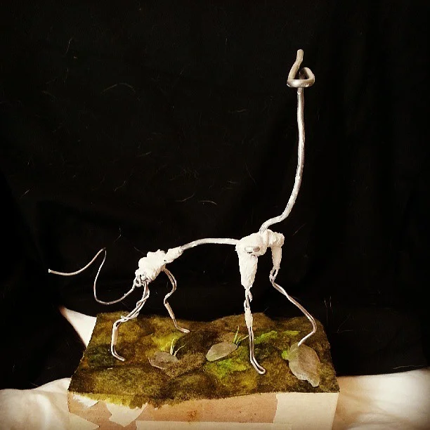 The beginnings of an armature for a creature I’m making! Waiting for the plaster to dry.