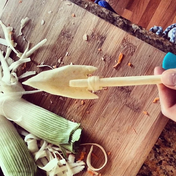 I carved a turnip into a Paleolithic arrowhead, because playing with your food never stops being fun. Time to go hunt down Christmas dinner!