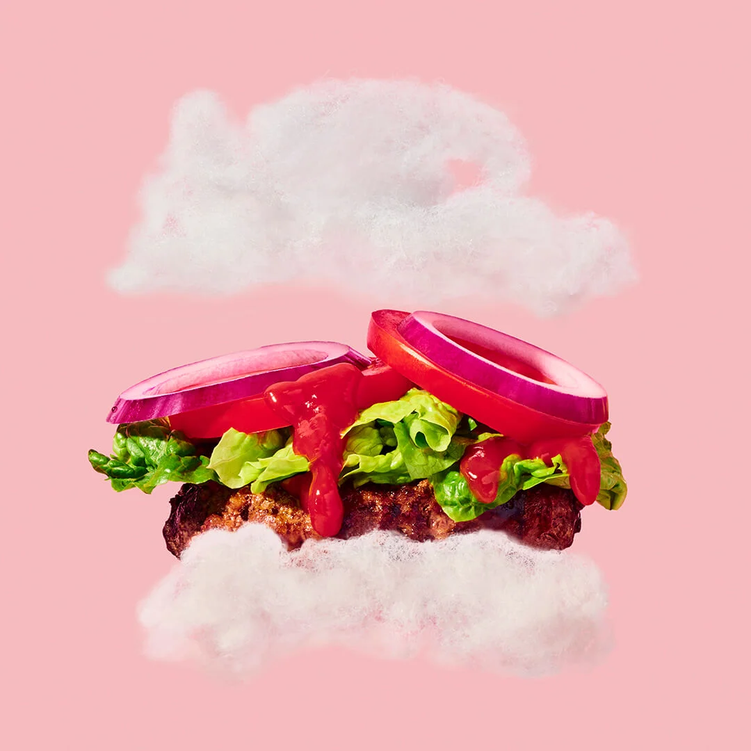 client: virgin atlantic credits: photo- jenna gang, food styling- ali nardi description: conceptual still life photograph of cloud burger