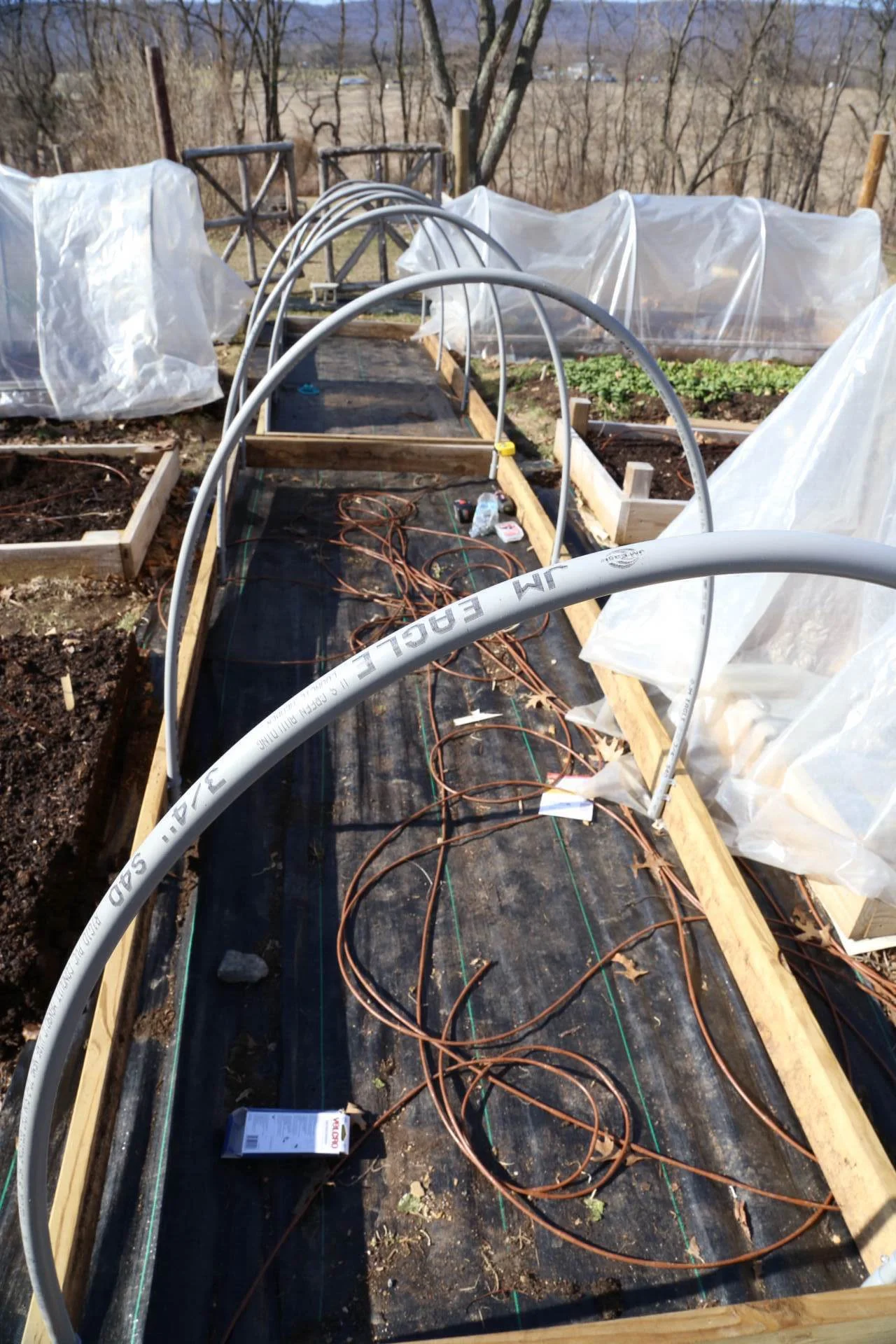 New cold frames without their covers 