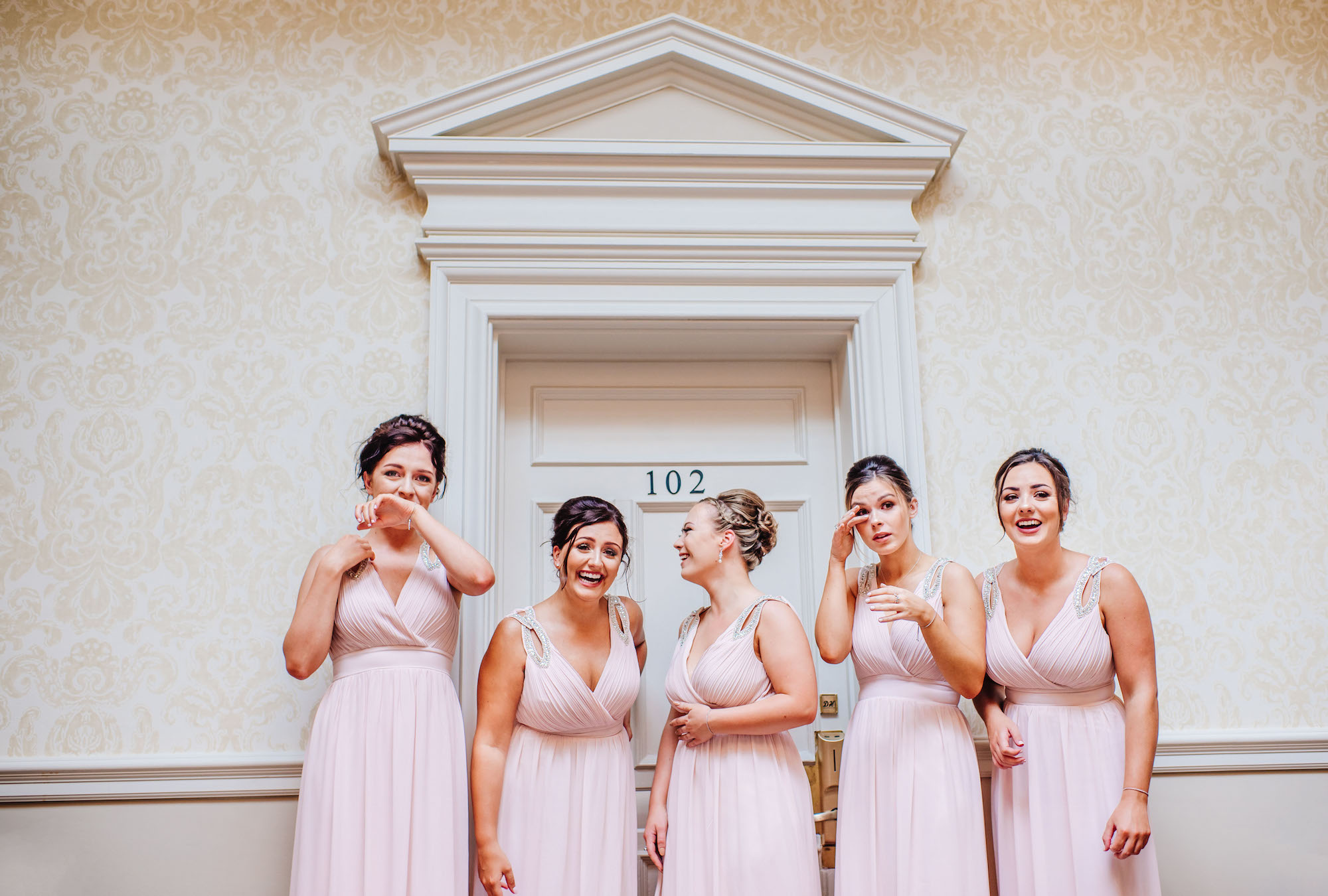 11 Down Hall Country House Hotel Bridesmaids First Look Wedding Photography.jpg