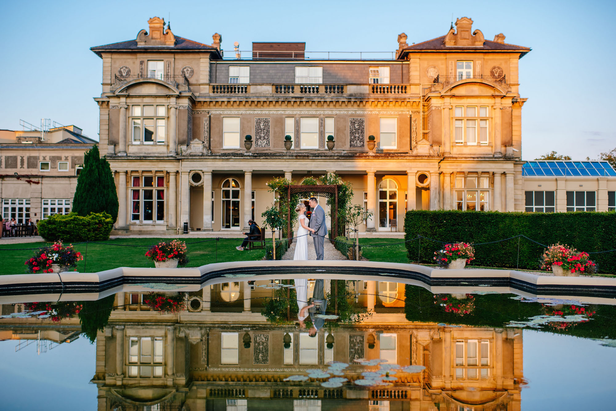 17 Down Hall Country House Hotel Bride Groom Portraits Reflection Wedding Photography.jpg