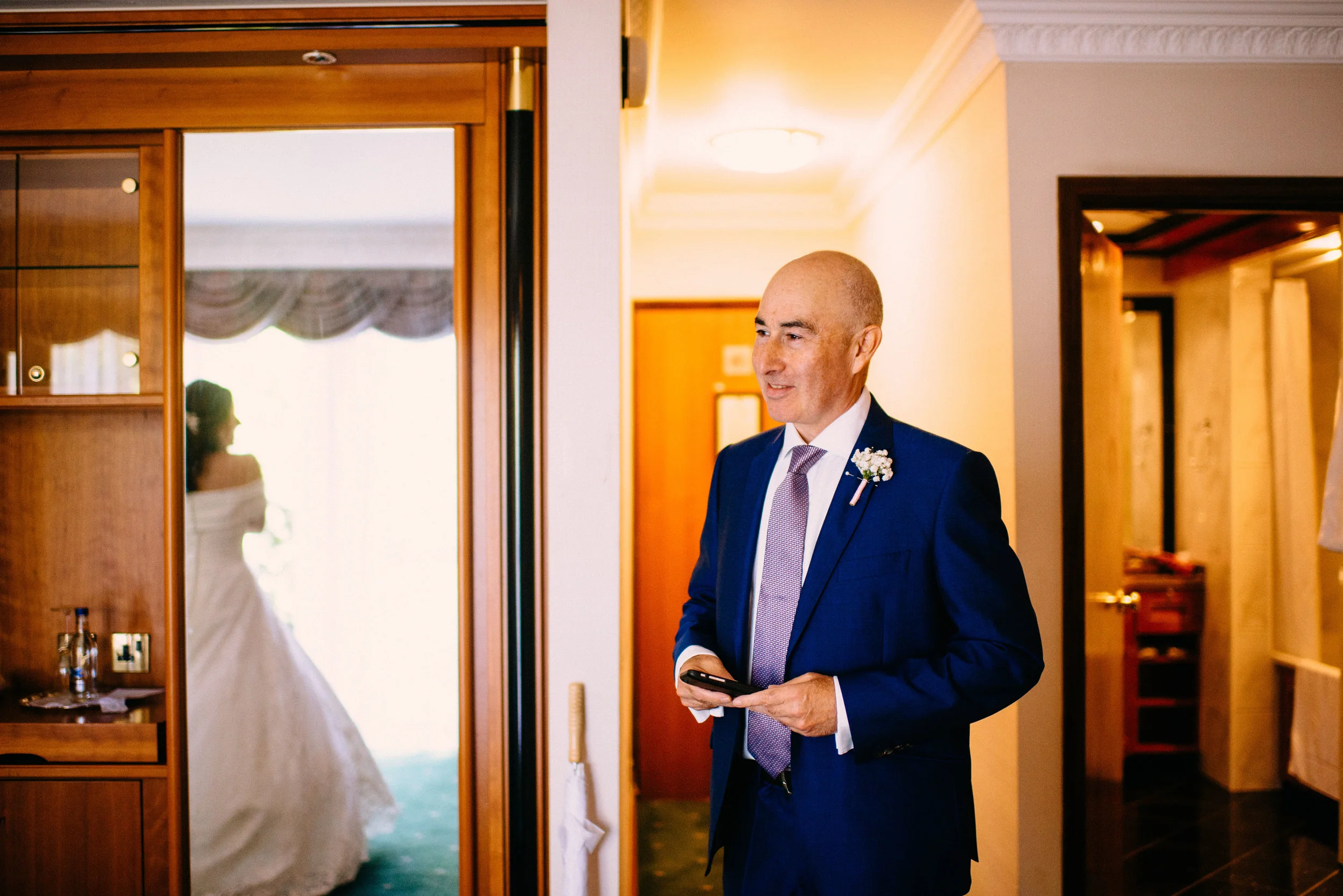 13 Lillibrooke Manor Berkshire Wedding Photography Father First Look at Daughter.jpg