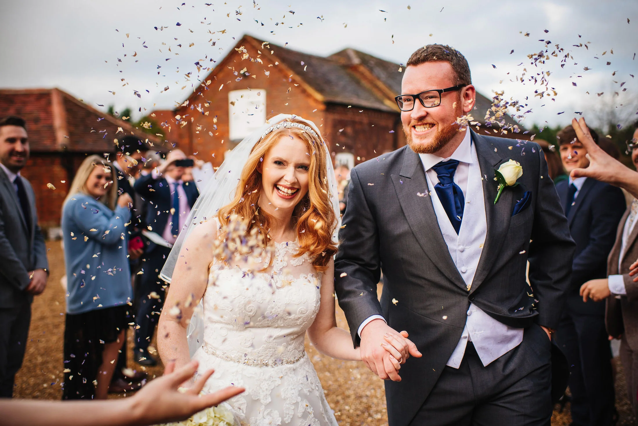 2 Lillibrooke Manor Bride Groom Confetti WinterWeddingPhotography Berkshire.jpg