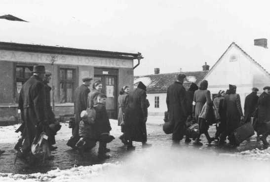 Czech Jews are deported from Bauschovitz to Theresienstadt ghetto. Czechoslovakia, between 1941 and 1943.jpg